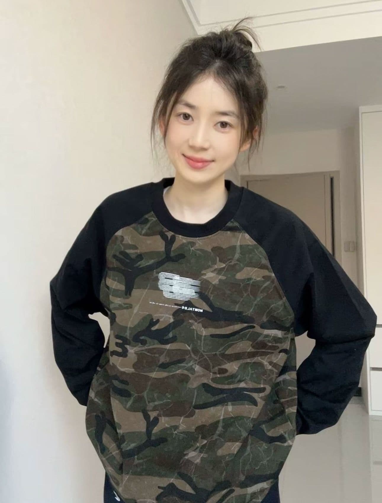 원본 솜씨 순면 더블 실 230 크 긴팔 티셔츠 여성 상세 이미지 3