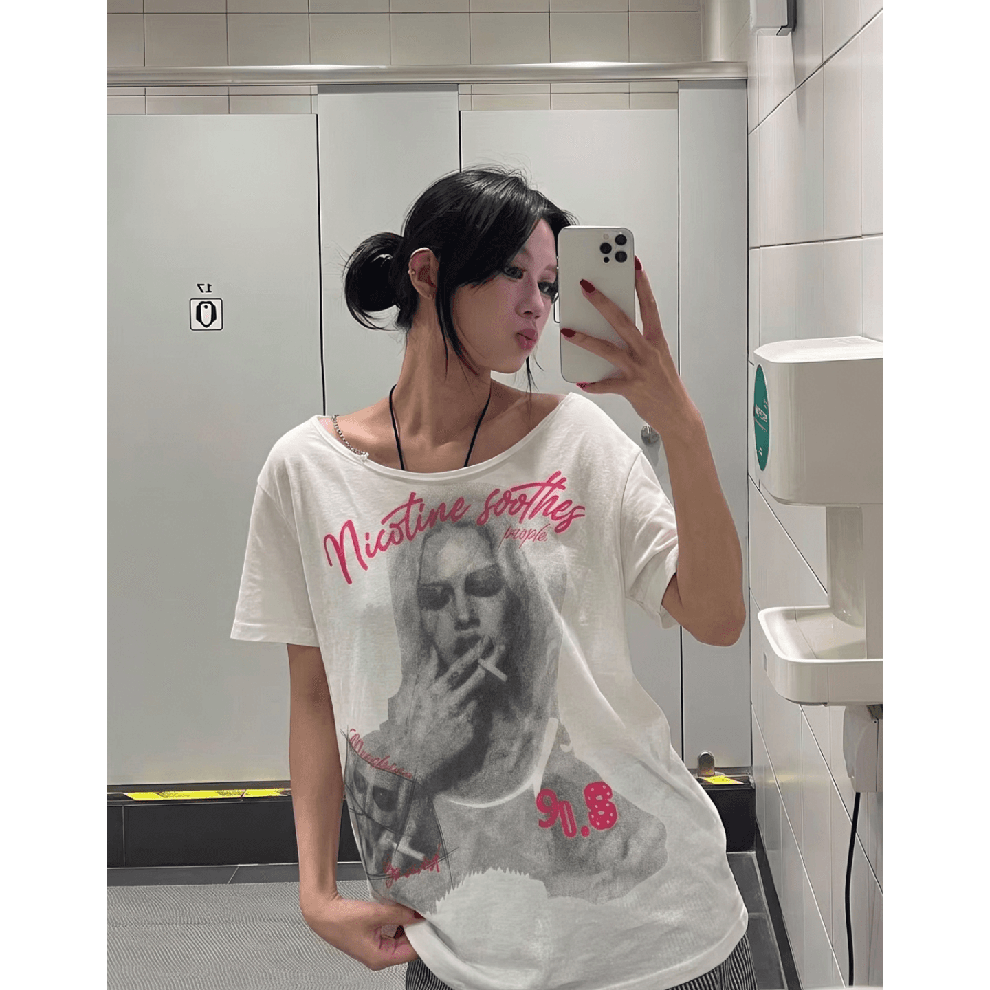 광저우 원단 대나무 마디 면 벨트 지퍼 아메리칸 레트로 알파벳 초상화 프린트 반팔 여름 맨위 이미지 3