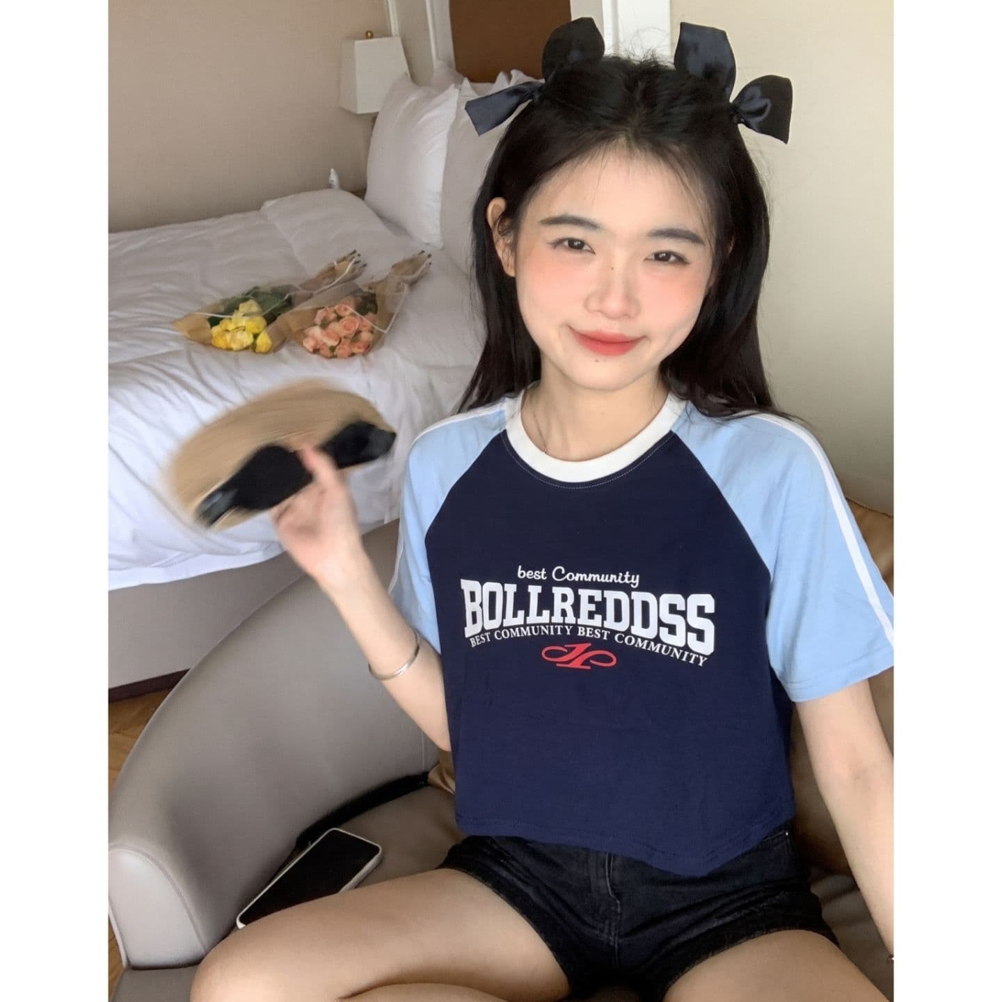 광저우 원단 원본 원단 아메리칸 레트로 알파벳 프린트 삽입 어깨 소매 반팔 여름 작은 키 맨위 이미지 2