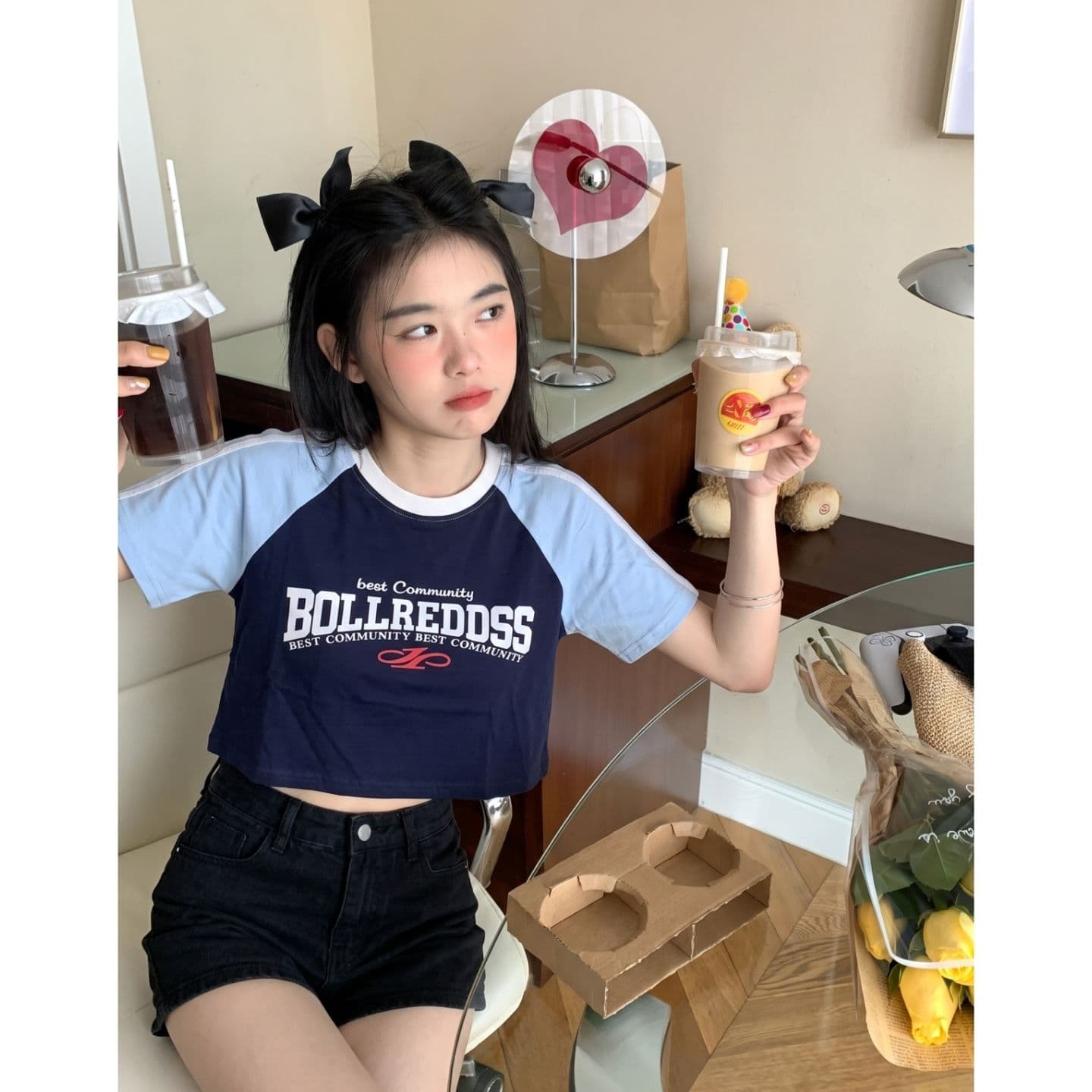 광저우 원단 원본 원단 아메리칸 레트로 알파벳 프린트 삽입 어깨 소매 반팔 여름 작은 키 맨위 이미지 4