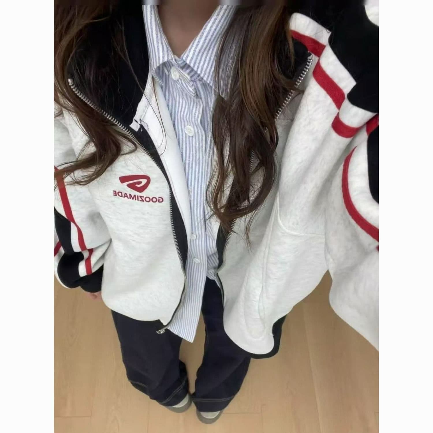 얇은 스타일 털이 있는 원본 솜씨 순수한 Mianhua 면 복합 후드티 여성 이미지 5