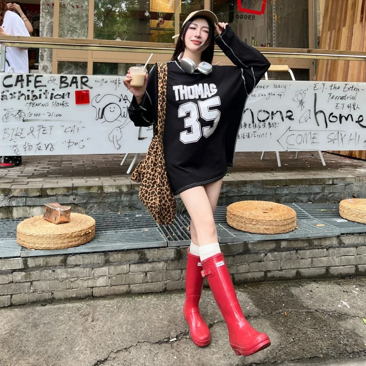 원본 품질 알파벳 루즈핏 긴팔 티셔츠 이른 가을 오프숄더 자외선 차단 맨위 이미지 5