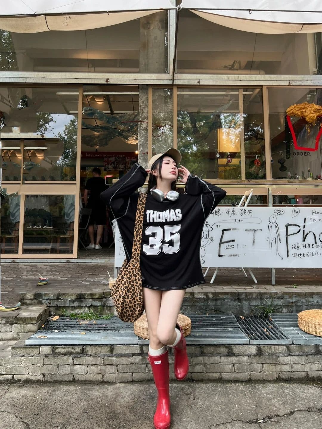 원본 품질 알파벳 루즈핏 긴팔 티셔츠 이른 가을 오프숄더 자외선 차단 맨위 상세 이미지 7