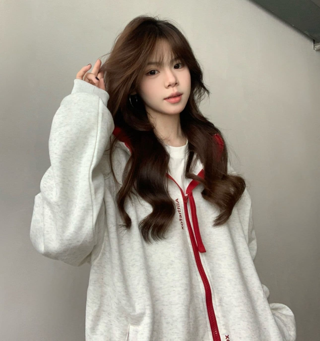 얇은 스타일 털이 있는 순수한 Mianhua 면 복합 후드티 여성 상세 이미지 4