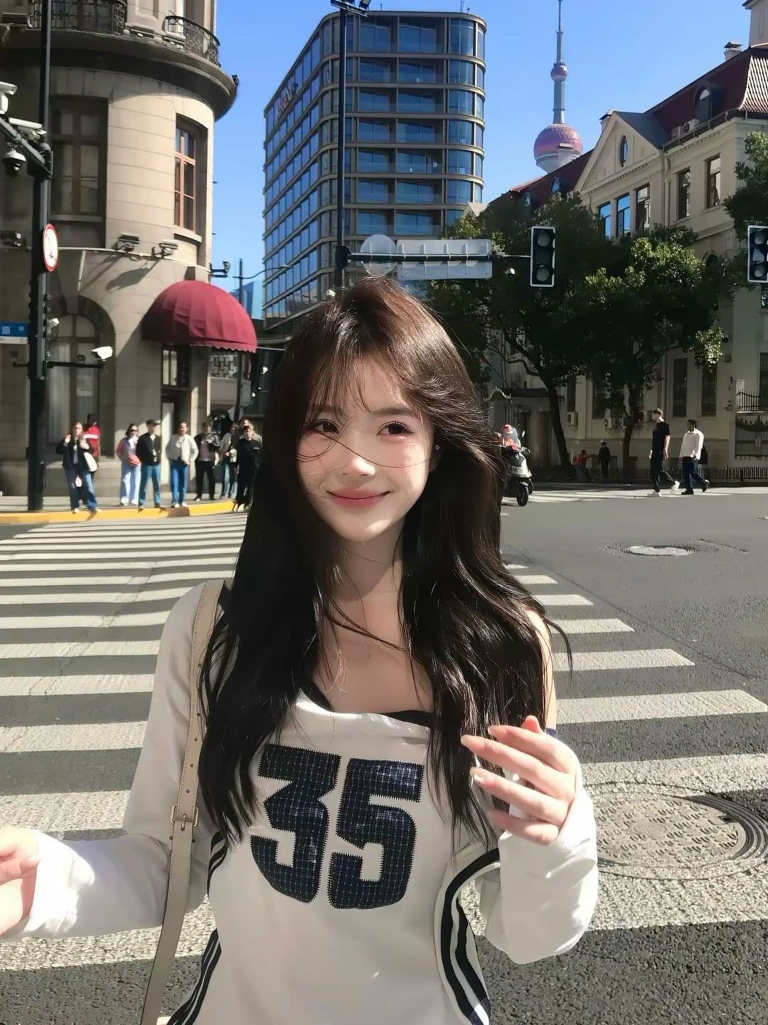 비스듬한 어깨 티셔츠 여성 가을 배색 긴팔 핫걸 캐주얼 맨위 상세 이미지 2