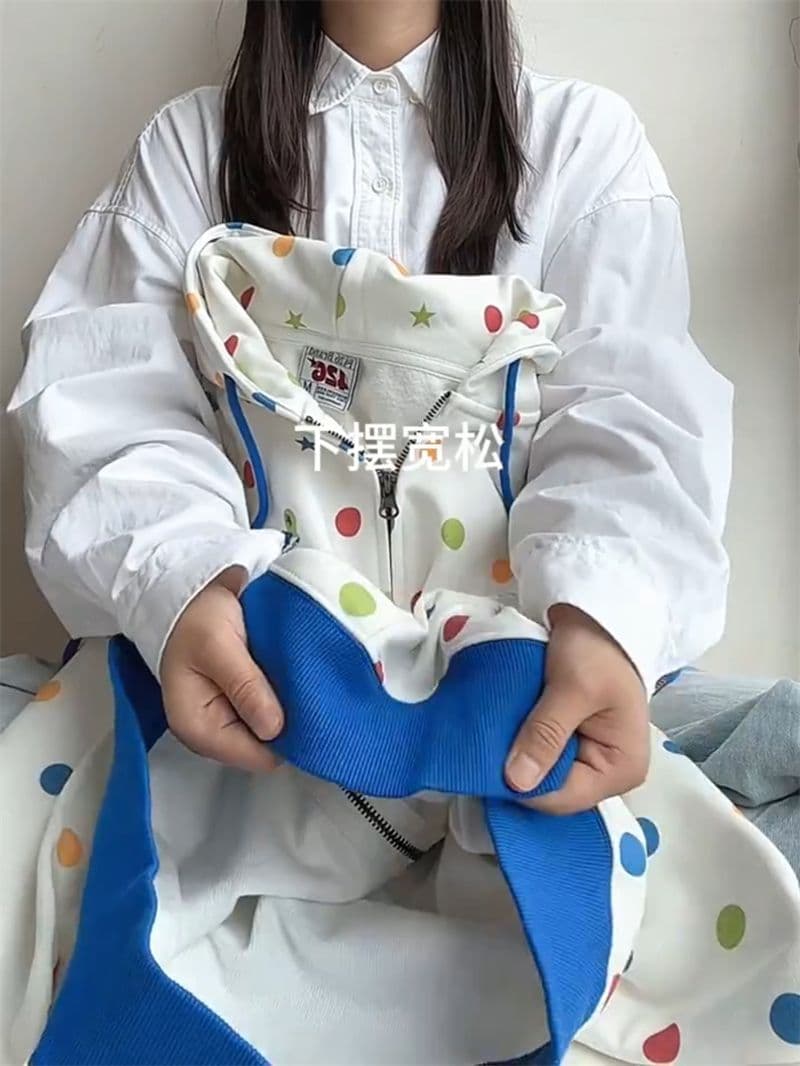 얇은 스타일 좋은 품질 원본 솜씨 순수한 Mianhua 면 복합 지퍼 후드티 여성 상세 이미지 3