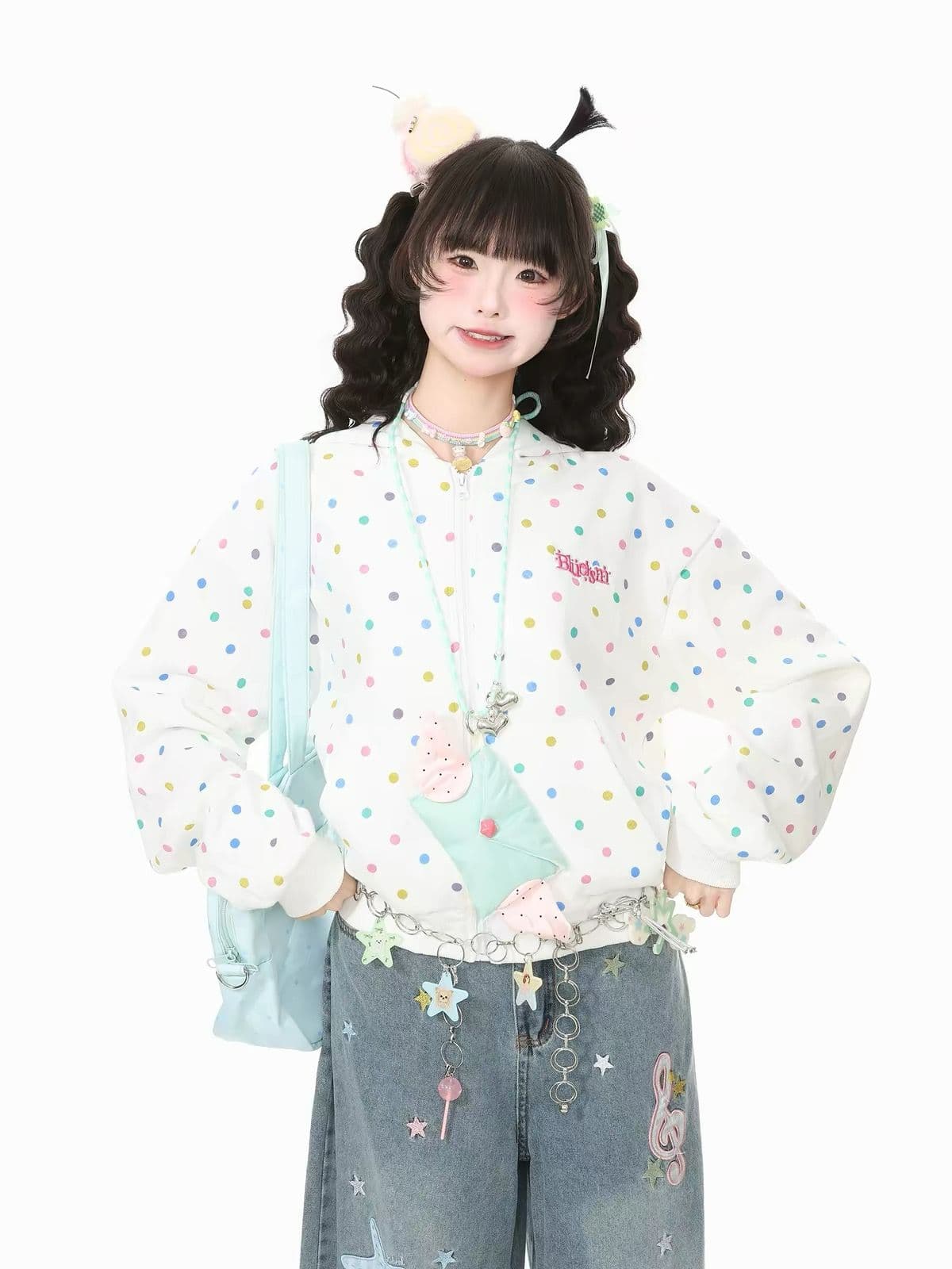 얇은 스타일 좋은 품질 원본 솜씨 인사이드 그리기 자수 순수한 Mianhua 면 복합 지퍼 후드티 여성 상세 이미지 5