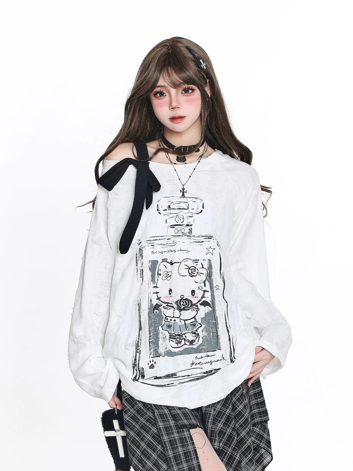 아메리칸 달콤한 매운맛 바람 나비 찢어진 니트 스웨터 여성 가을 디자인 센스 작은 대중 펌프 로프 맨위 상세 이미지 2