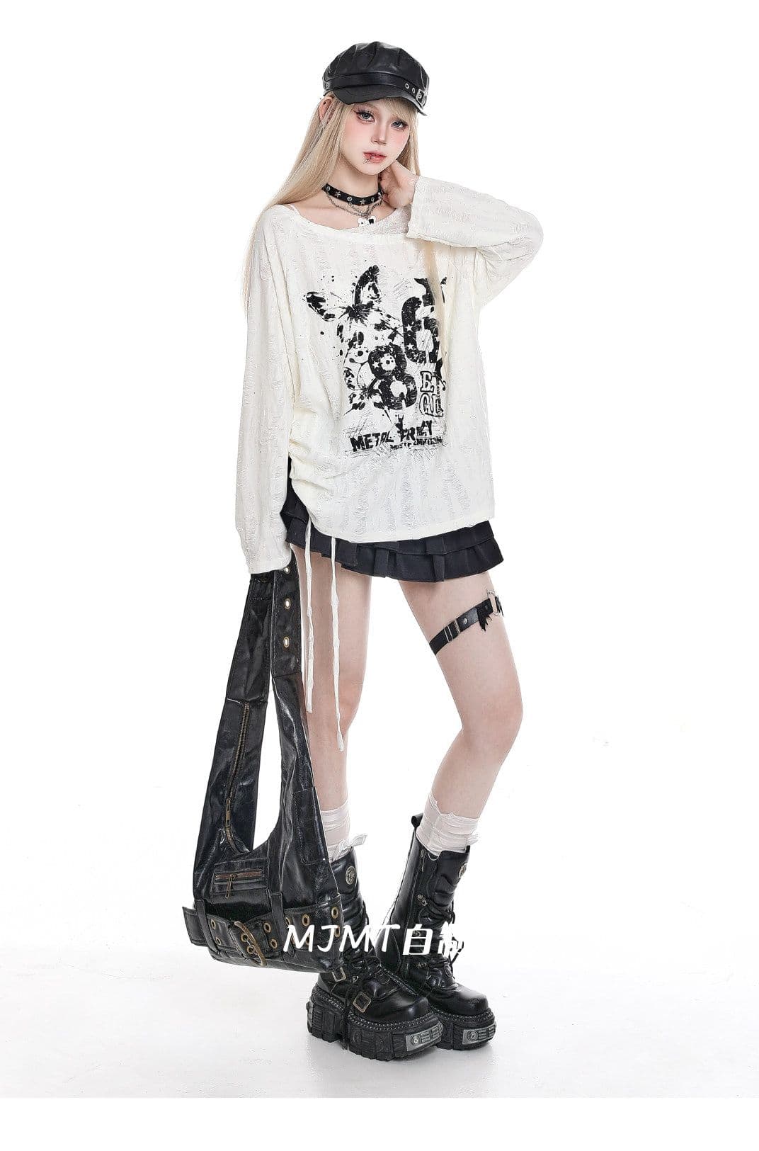 이문화 y2k 핫걸 낙서 프린트 긴팔 블라우스 티셔츠 소녀 가을 루즈핏 슬림해 보이는 캐주얼 블라우스 맨위 이미지 3