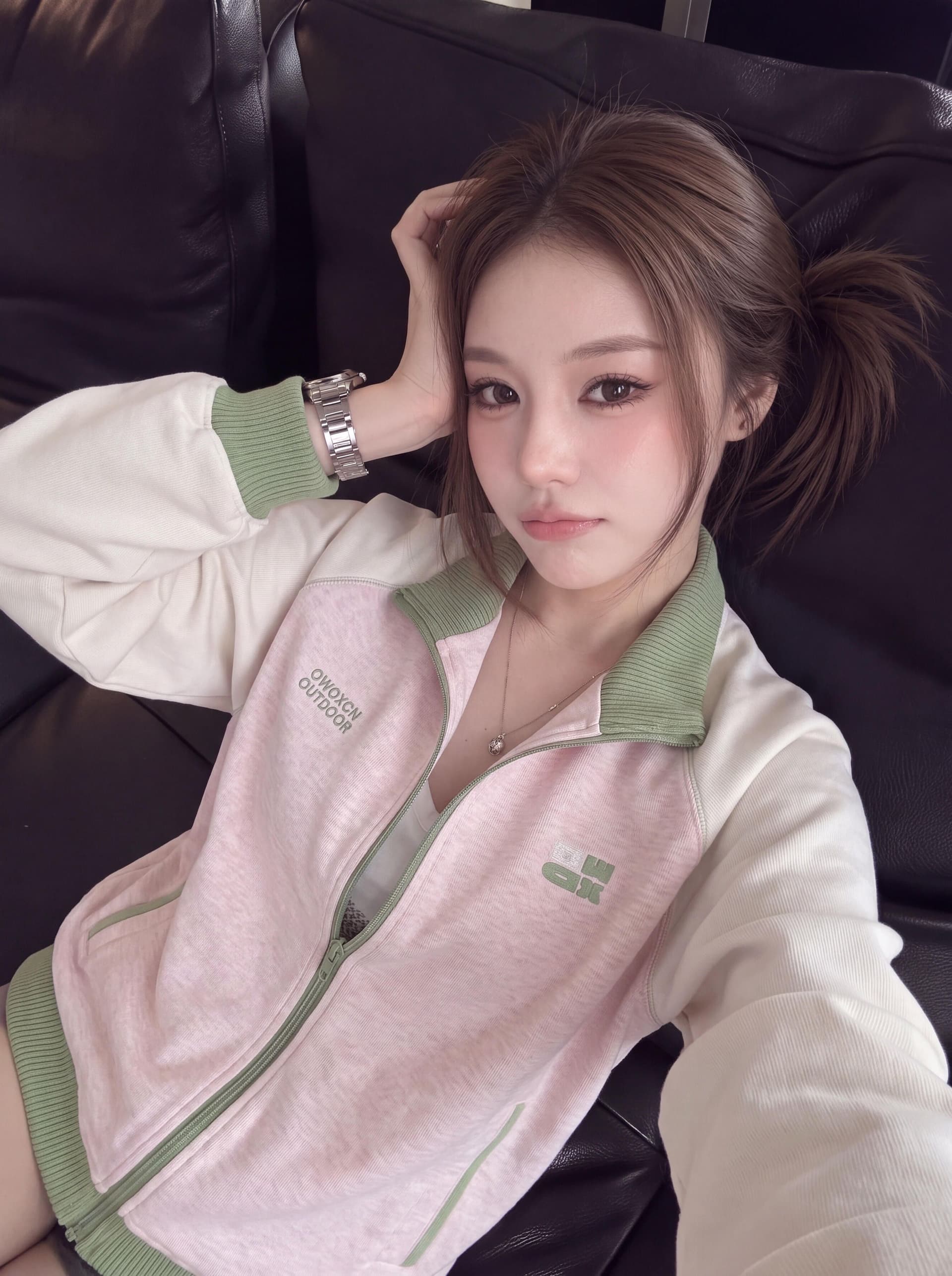 얇은 스타일 원본 공예 포밍 광저우 원본 원단 순수한 Mianhua 면 복합 후드티 여성 상세 이미지 3