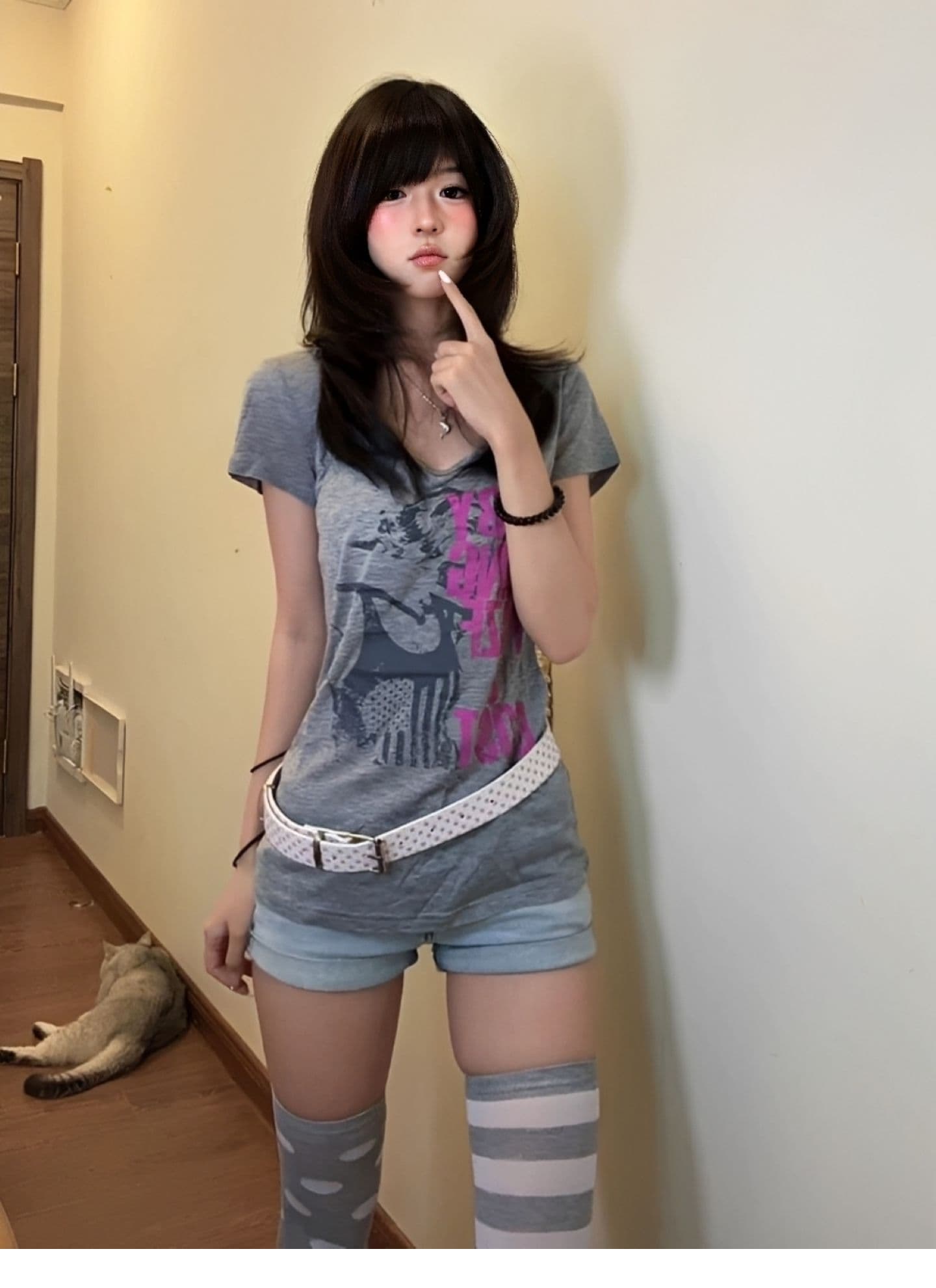 광저우 원단 원본 원단 아메리칸 레트로 만화 캐릭터 프린트 반팔 여름 디자인 센스 맨위 트렌디 상세 이미지 1