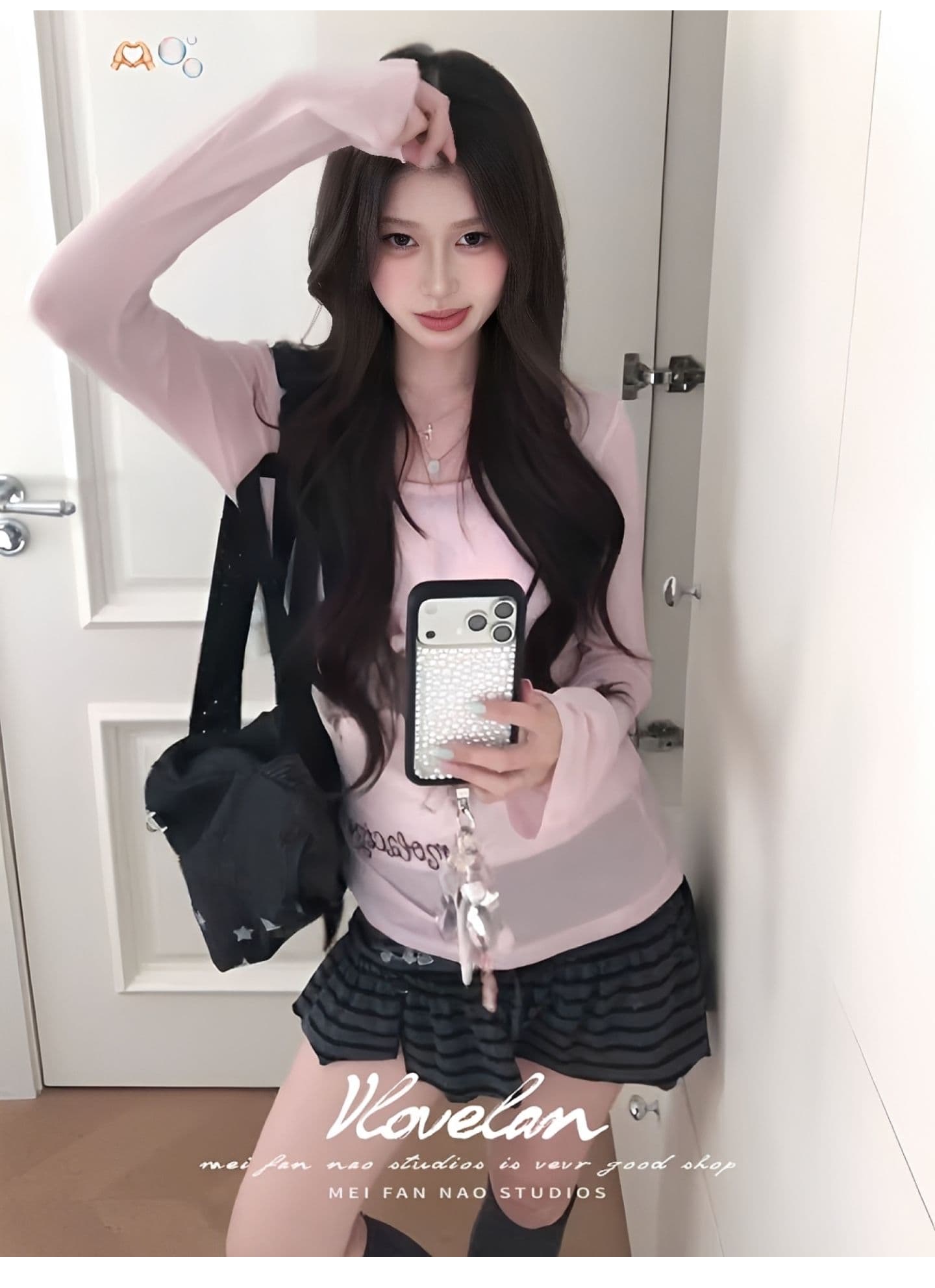 광저우 원단 원본 원단 디지털 직분사 아메리칸 레트로 초상화 핑크색 순수한 욕망 바람 긴팔 맨위 트렌디 상세 이미지 2