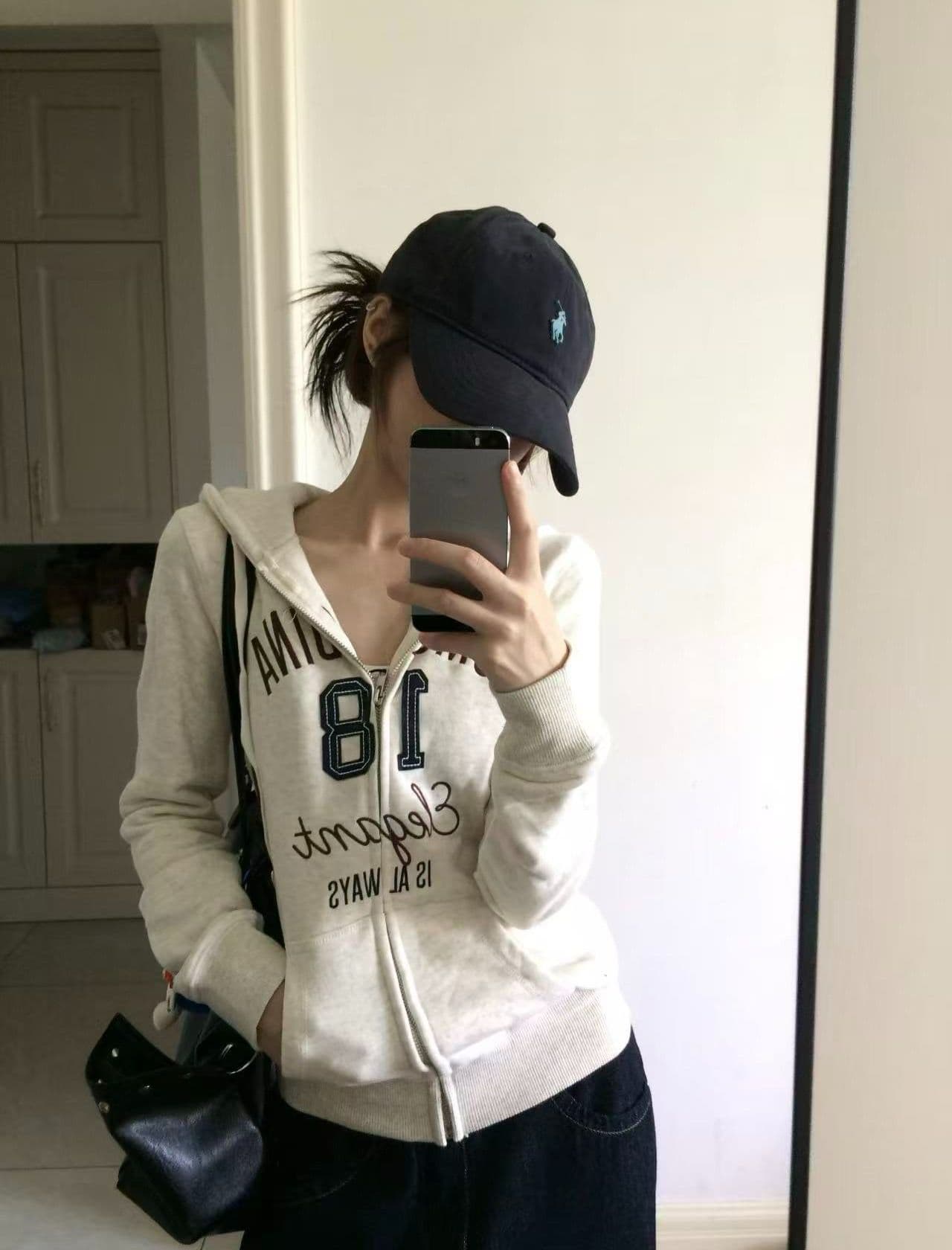 얇은 스타일 이후 패키지 칼라 순수한 Mianhua 면 복합 후드티 여성 이미지 4