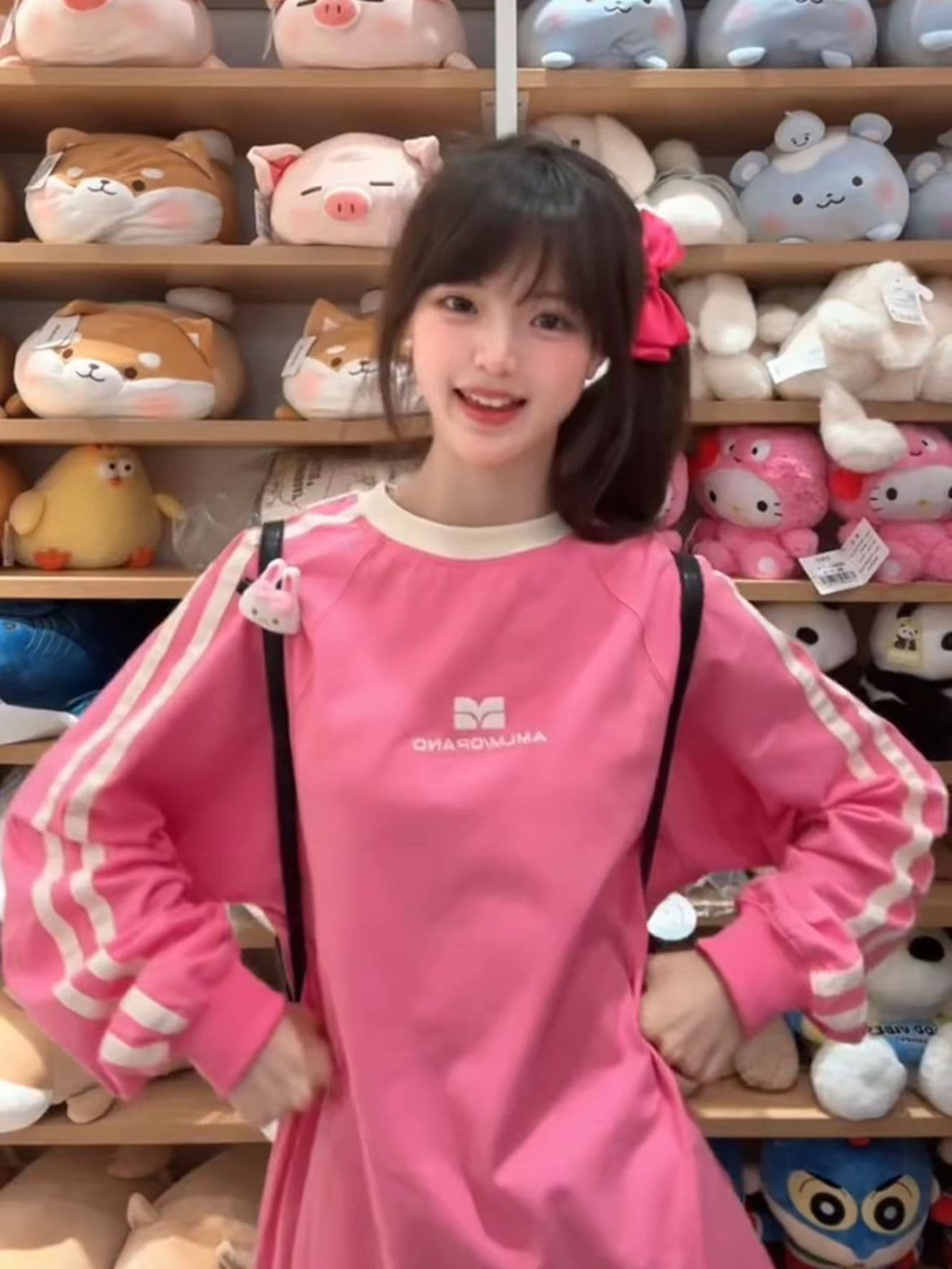 자수 당겨서 리본 19 지점 220 그램 순면 긴팔 티셔츠 여성 이미지 4