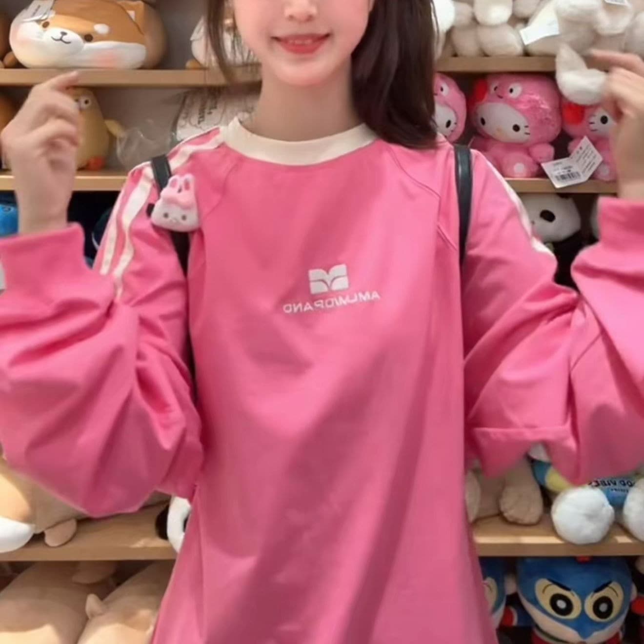 자수 당겨서 리본 19 지점 220 그램 순면 긴팔 티셔츠 여성 이미지 5