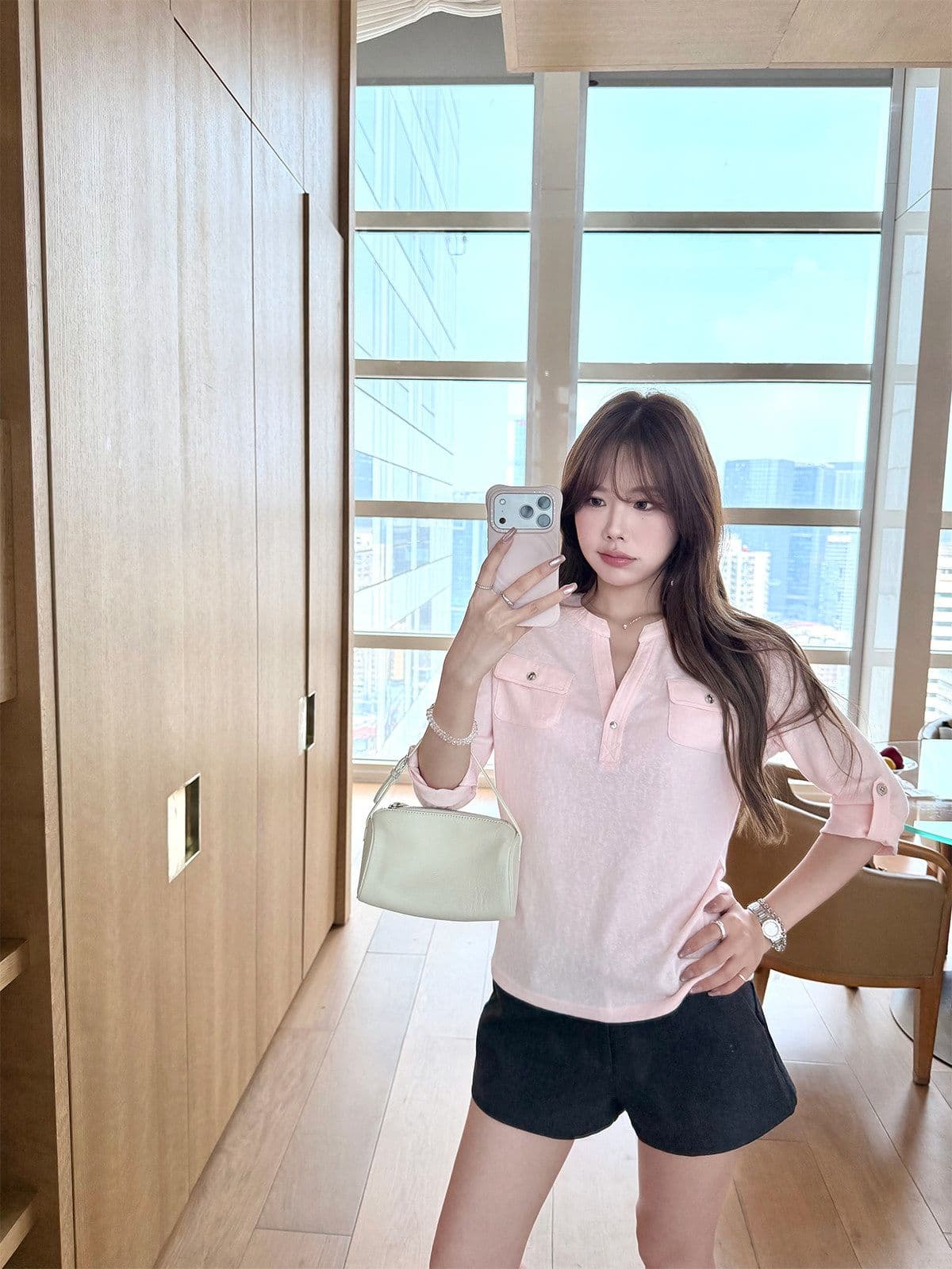 눈꽃 면 느슨함 basic 현재 문제 chao 사랑 높음 비율 부드럽다 면 편안함 통기성 중간 소매 티셔츠 여성 상세 이미지 13