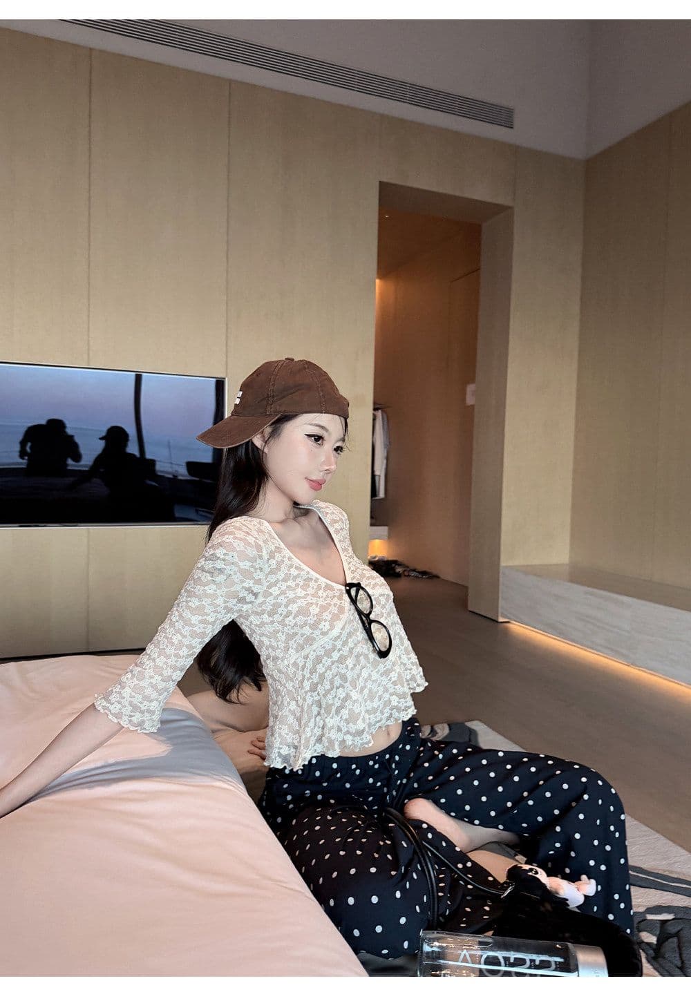 원본 자카드 레이스 7부 소매 레이스 셔츠 여성 가을 2026 새로운 프랑스식 맨위 품격 슬림해 보이는 작은 셔츠 상세 이미지 12