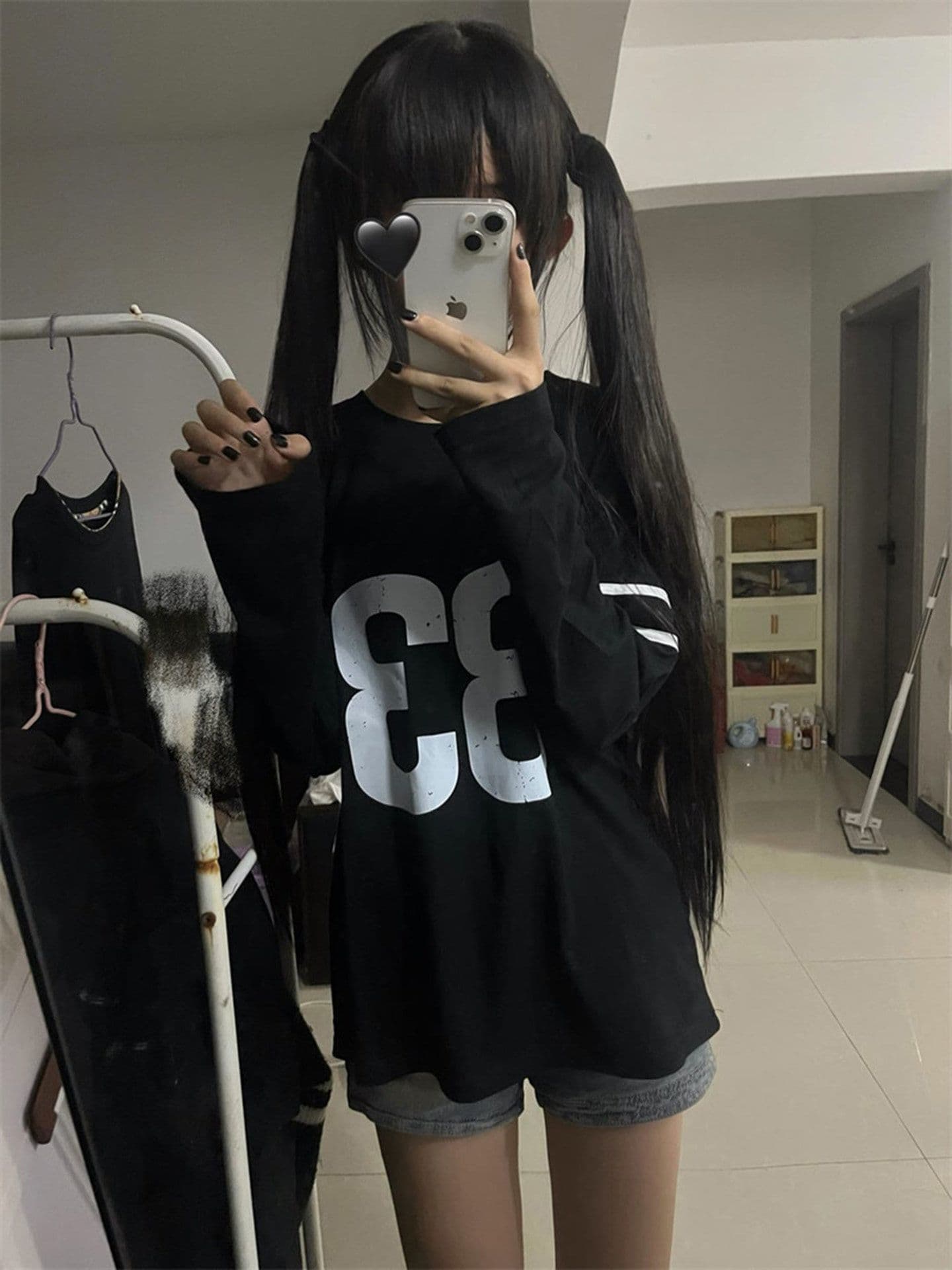 소매 당겨서 번들 기사 19 지점 220 그램 순면 긴팔 티셔츠 여성 상세 이미지 5