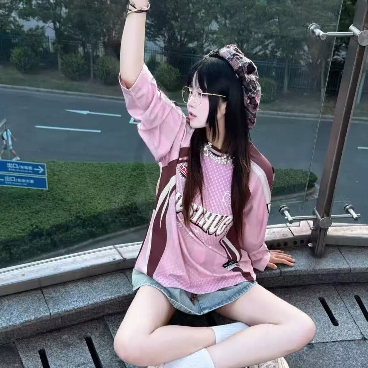 원본 솜씨 원본 원단 아메리칸 높음 거리 레이싱 바람 긴팔 티셔츠 운동 커플 남녀 루즈핏 맨위 가을 이미지 4