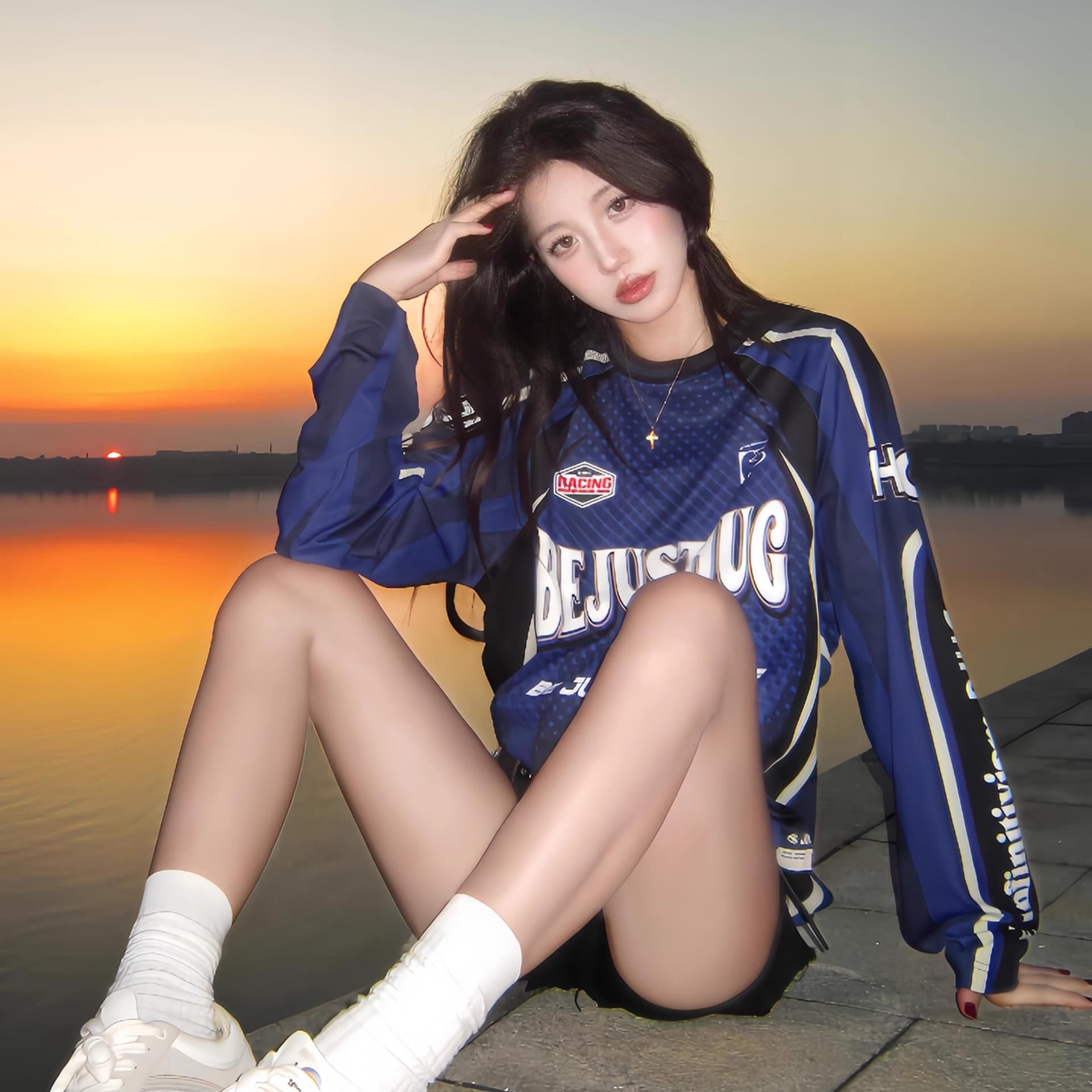원본 솜씨 원본 원단 아메리칸 높음 거리 레이싱 바람 긴팔 티셔츠 운동 커플 남녀 루즈핏 맨위 가을 상세 이미지 5