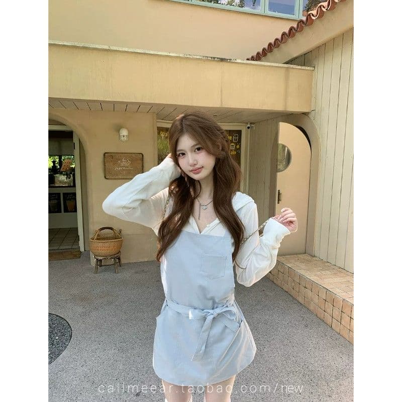 callmeear 후드 긴 소매 티셔츠 기초 다용도 긴팔 티셔츠 여성 이른 가을 캐주얼 맨위 이미지 5