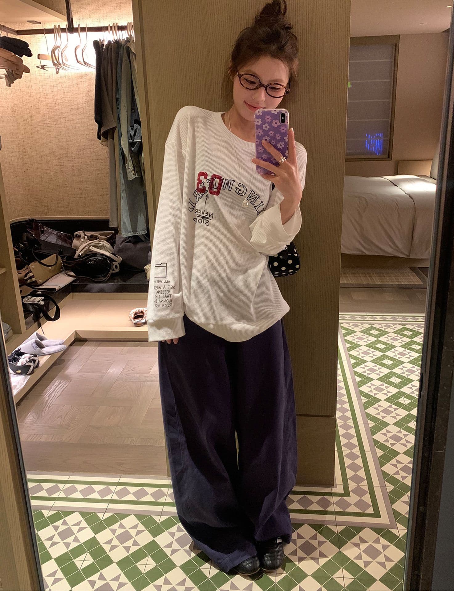 원본 솜씨 6535 후아 남편 그리드 250그램 긴팔 티셔츠 여성 상세 이미지 4