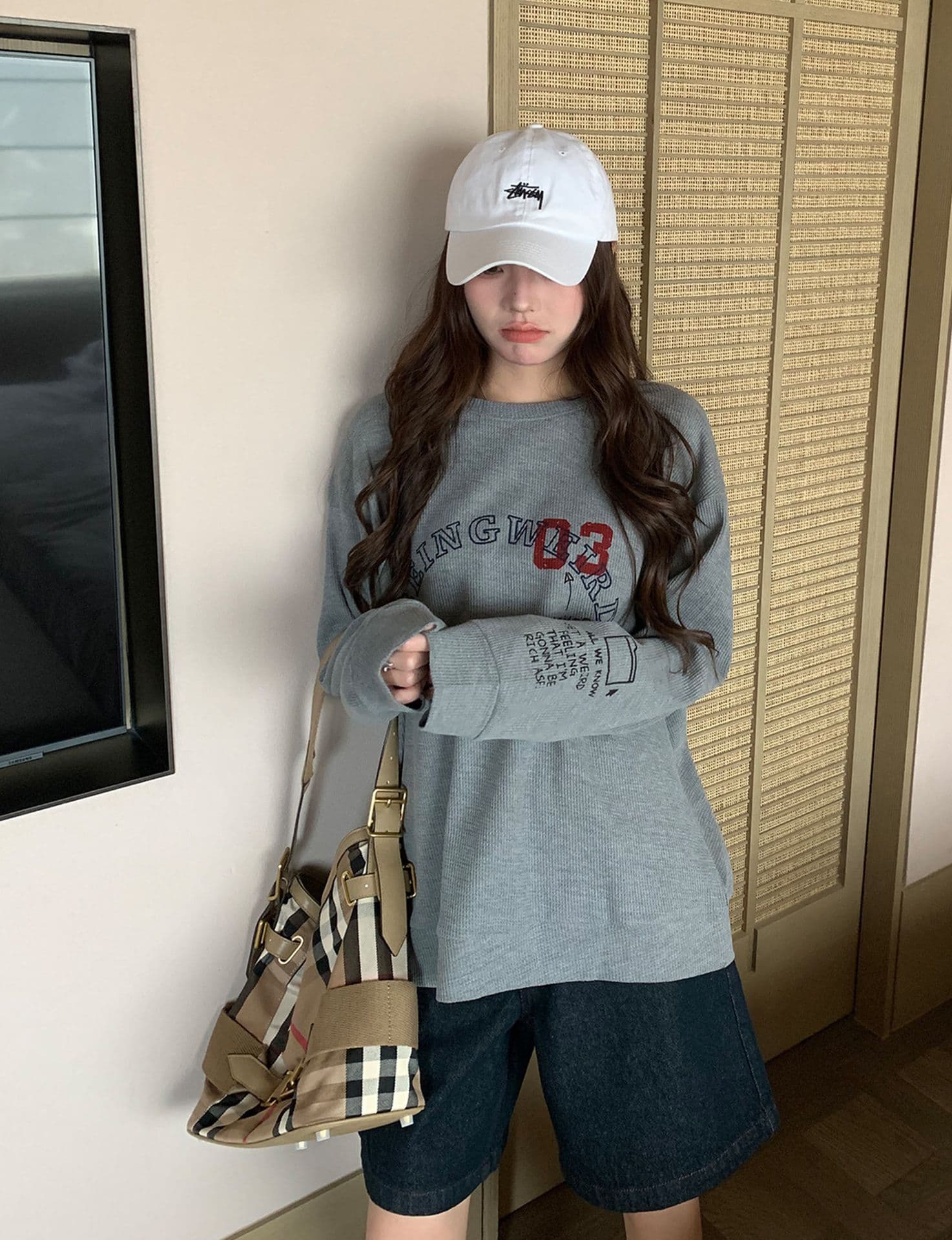원본 솜씨 6535 후아 남편 그리드 250그램 긴팔 티셔츠 여성 상세 이미지 12