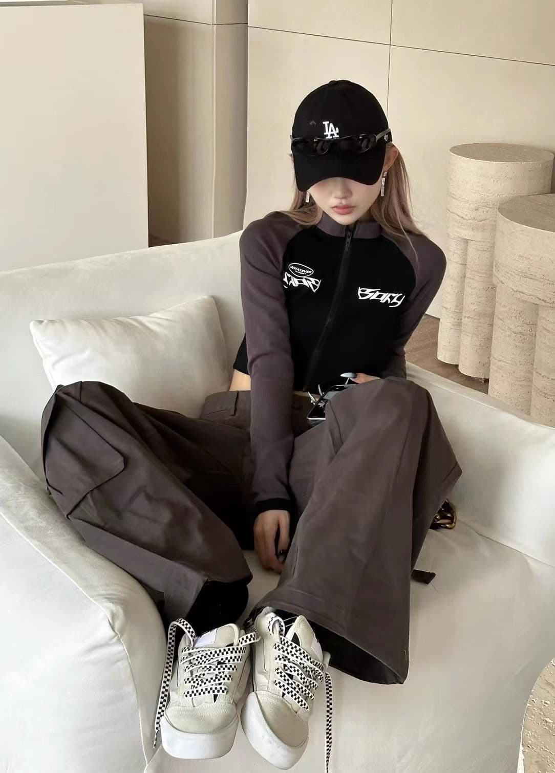 레트로 오토바이 반하이넥 쇼트 스타일 지퍼 여성 코트 2026 봄 가을 핫걸 타이트 하이웨이스트 긴팔 티셔츠 상세 이미지 11