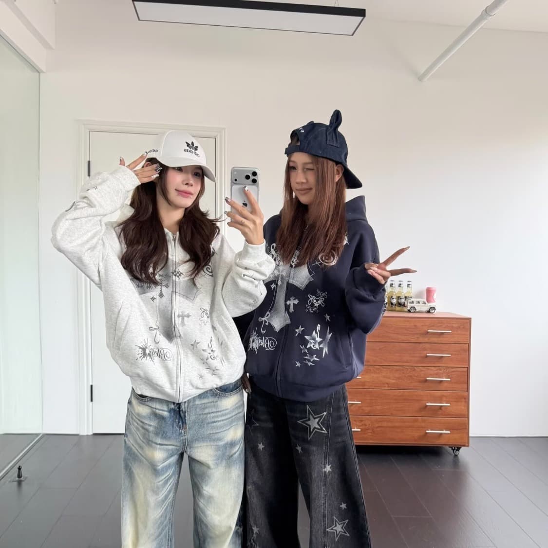 2026 아메리칸 레트로 하트 도트 무늬 참고 낙서 후드 티 스웨터 남녀 봄 가을 루즈핏 카디건 코트 상세 이미지 5