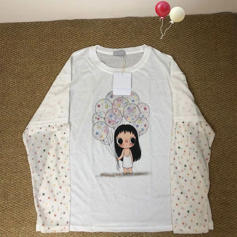 광저우 눈꽃 면 이후 패키지 칼라 비즈 박기 프린트 배색 패치워크 긴팔 자외선 차단 블라우스 맨위 여성 상세 이미지 5