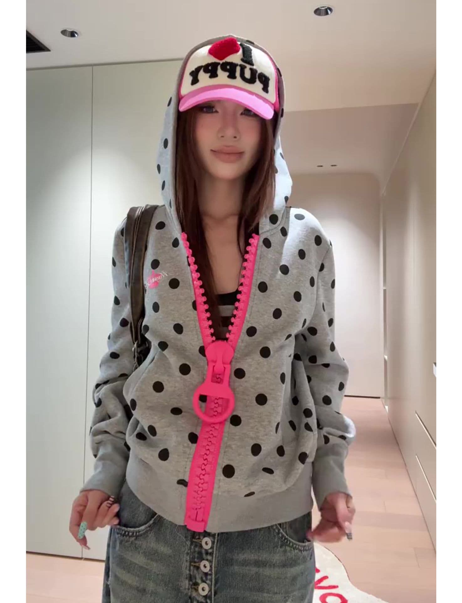얇은 스타일 원본 대 지퍼 전후 자수 이후 패키지 칼라 순수한 Mianhua 면 복합 후드티 여성