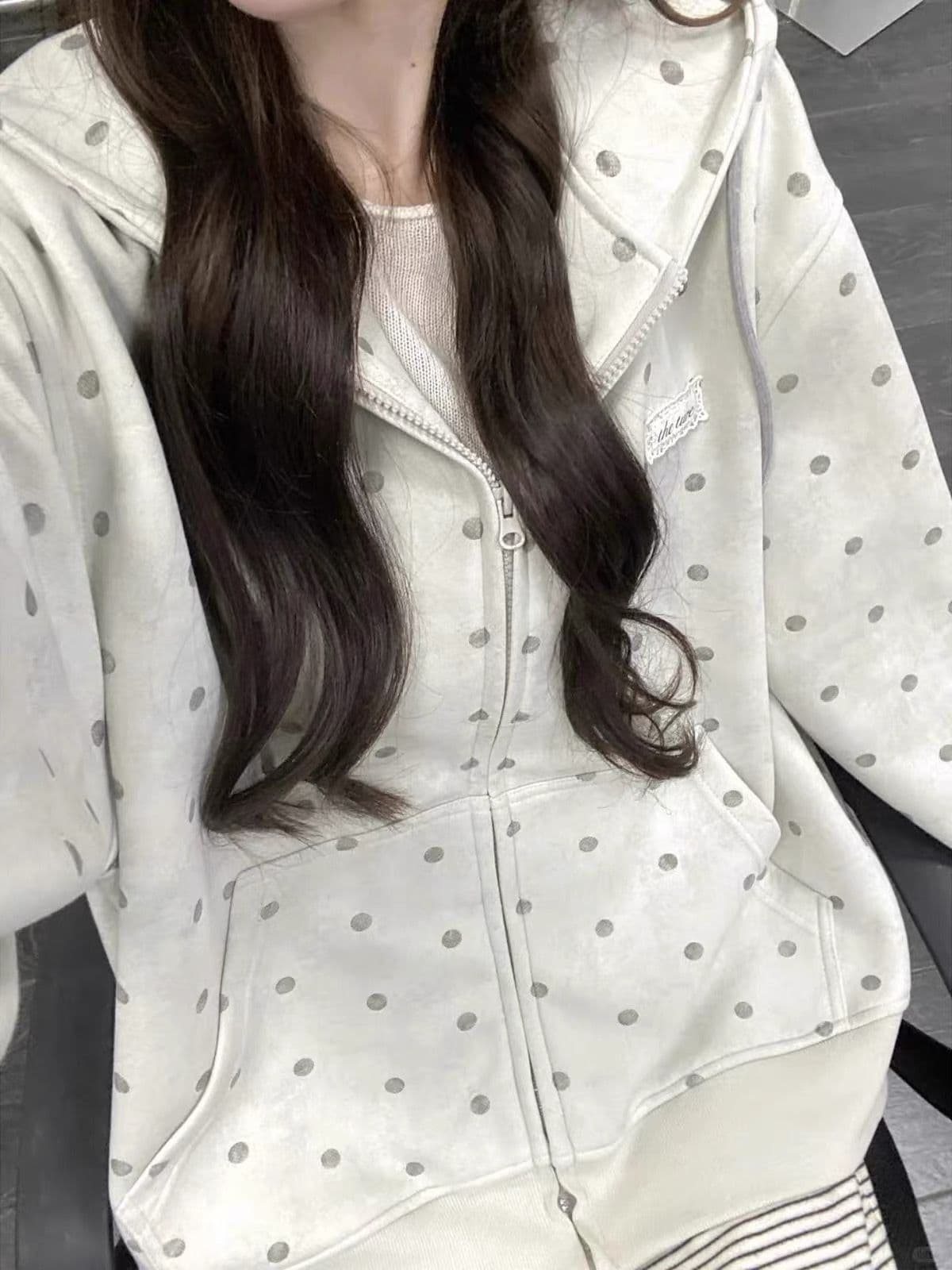 얇은 스타일 인사이드 펌프 이후 패키지 칼라 순수한 Mianhua 면 복합 후드티 여성 이미지 4