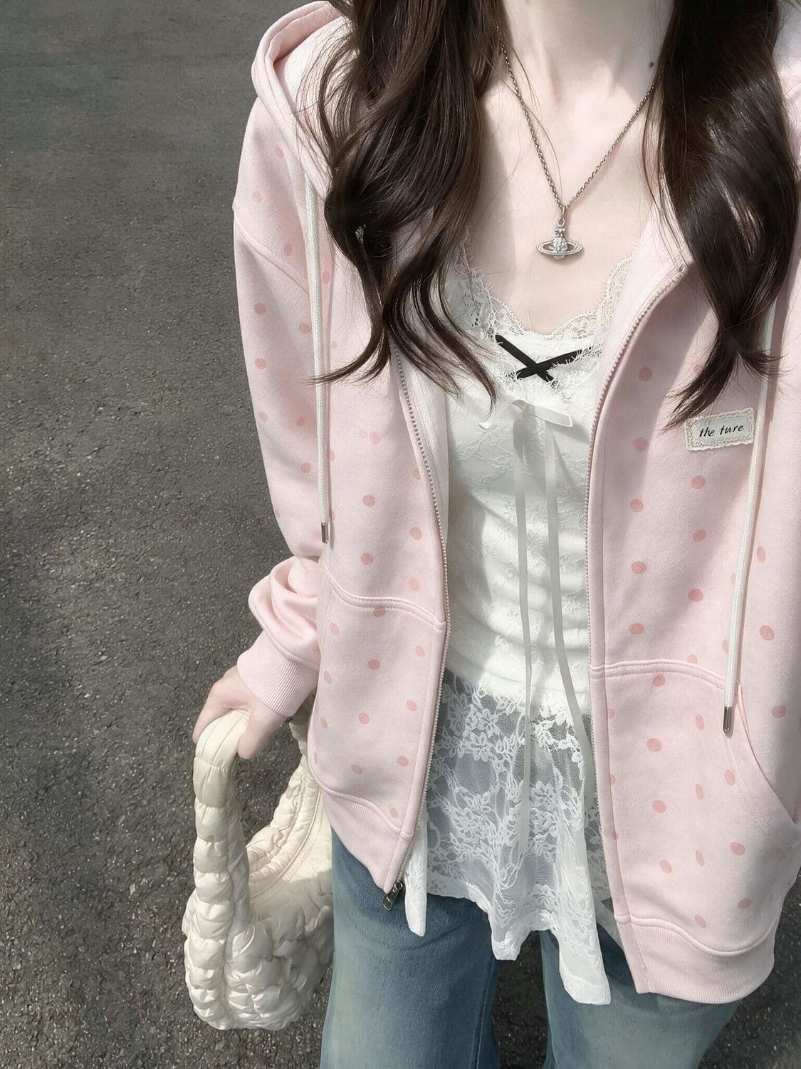 얇은 스타일 털이 있는 원본 인사이드 그리기 부형제 순수한 Mianhua 면 복합 후드티 여성 이미지 2