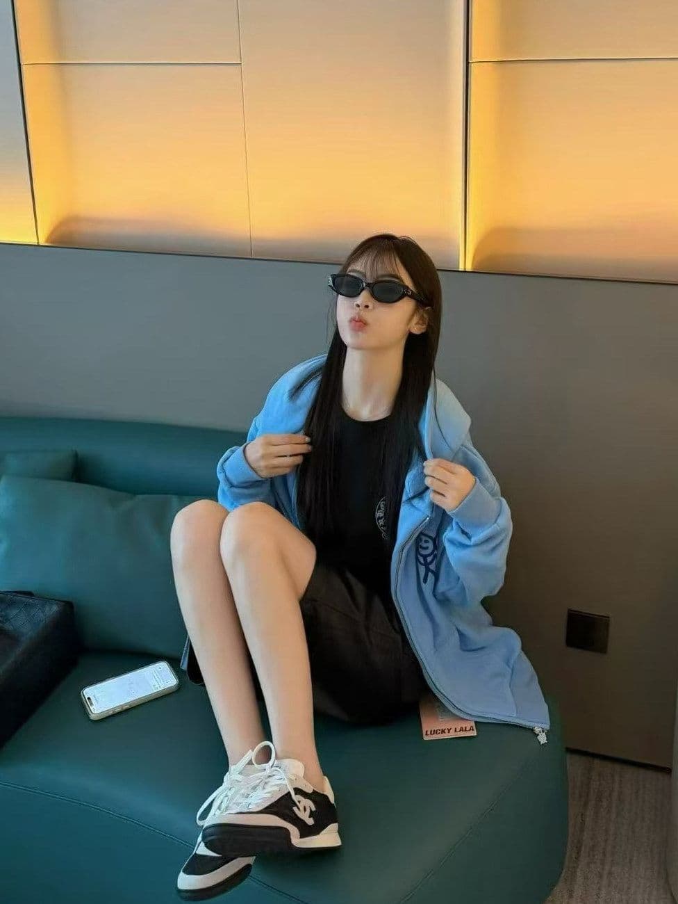 후아 면 복합 가을 겨울 지퍼 후드 티 스웨터 재킷 신선함 파란색 경기 사람들 달콤한 차가운 맨위 트렌디 상세 이미지 11