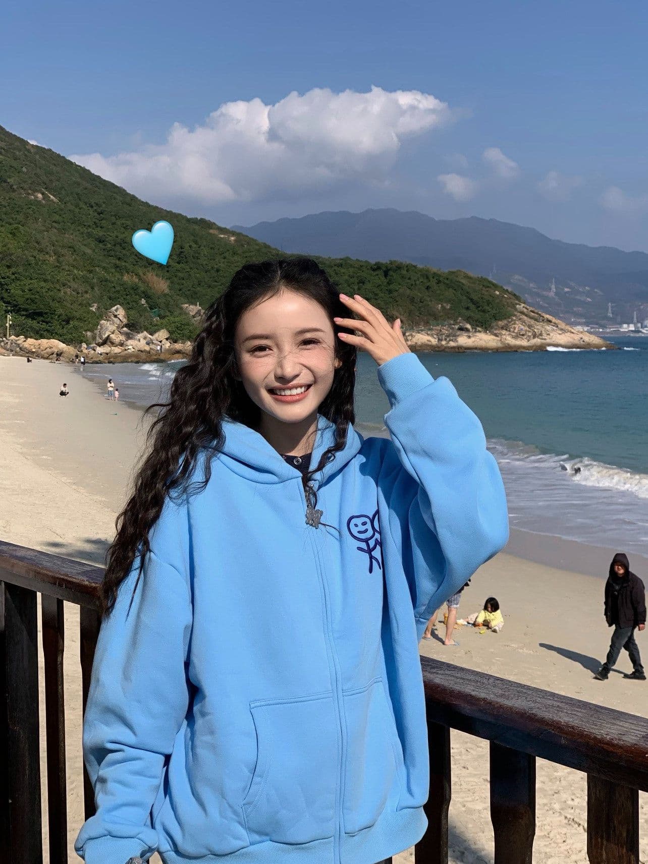 후아 면 복합 가을 겨울 지퍼 후드 티 스웨터 재킷 신선함 파란색 경기 사람들 달콤한 차가운 맨위 트렌디 상세 이미지 18