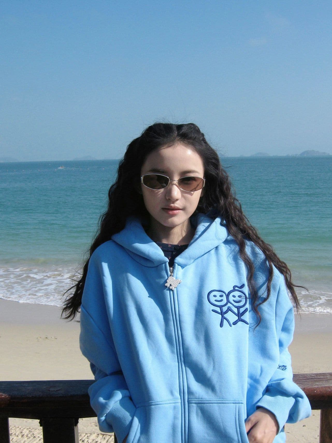 후아 면 복합 가을 겨울 지퍼 후드 티 스웨터 재킷 신선함 파란색 경기 사람들 달콤한 차가운 맨위 트렌디 상세 이미지 19