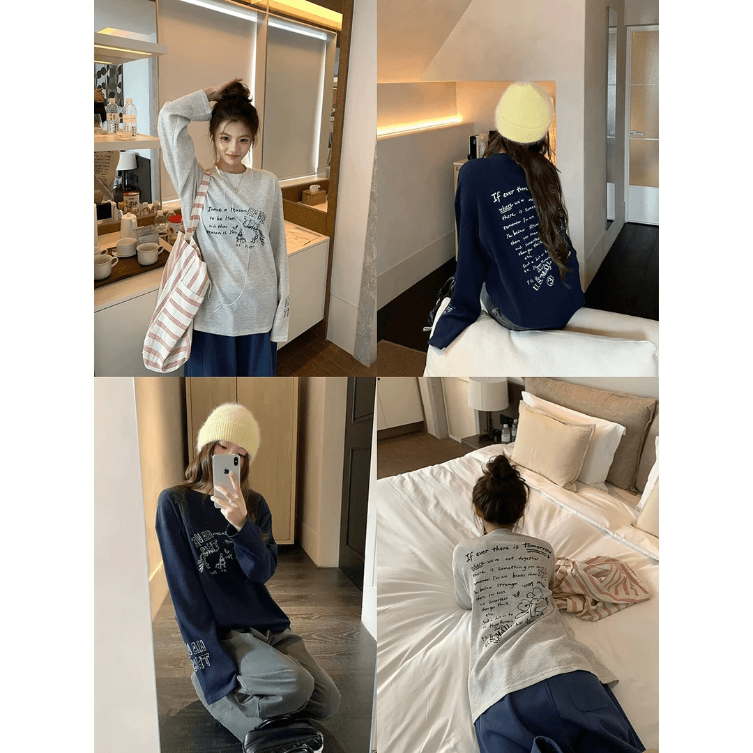 65 35 후아 남편 그리드 250그램 긴팔 티셔츠 남녀 이미지 3