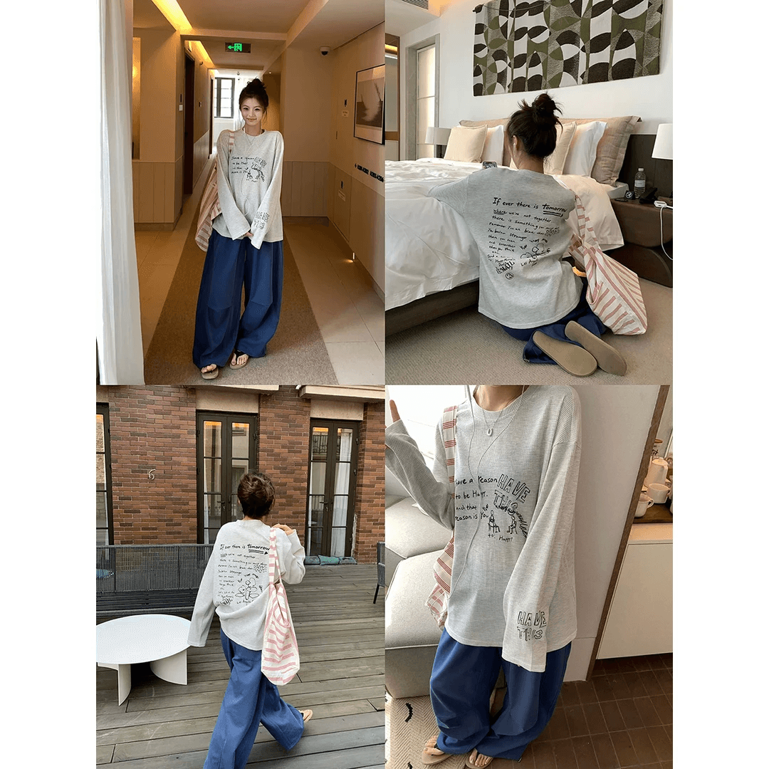 65 35 후아 남편 그리드 250그램 긴팔 티셔츠 남녀 이미지 5