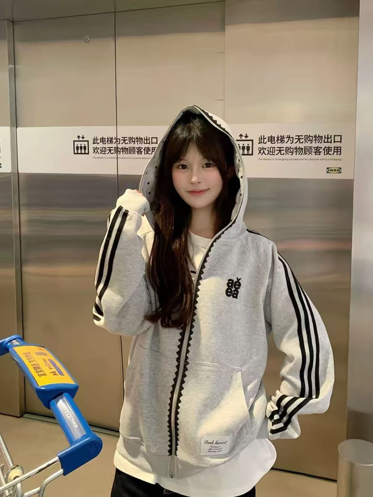 얇은 스타일 원본 인사이드 그리기 전후 자수 주문 표준 순수한 Mianhua 면 복합 후드 티 스웨터 여성 이미지 2