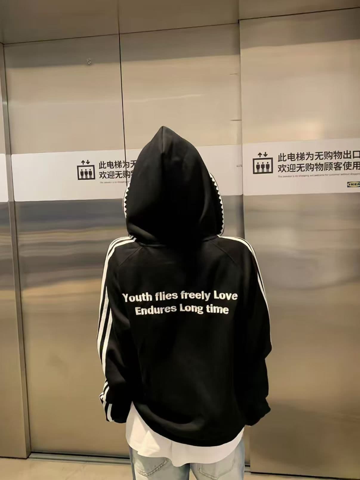 얇은 스타일 원본 인사이드 그리기 전후 자수 주문 표준 순수한 Mianhua 면 복합 후드 티 스웨터 여성 이미지 3