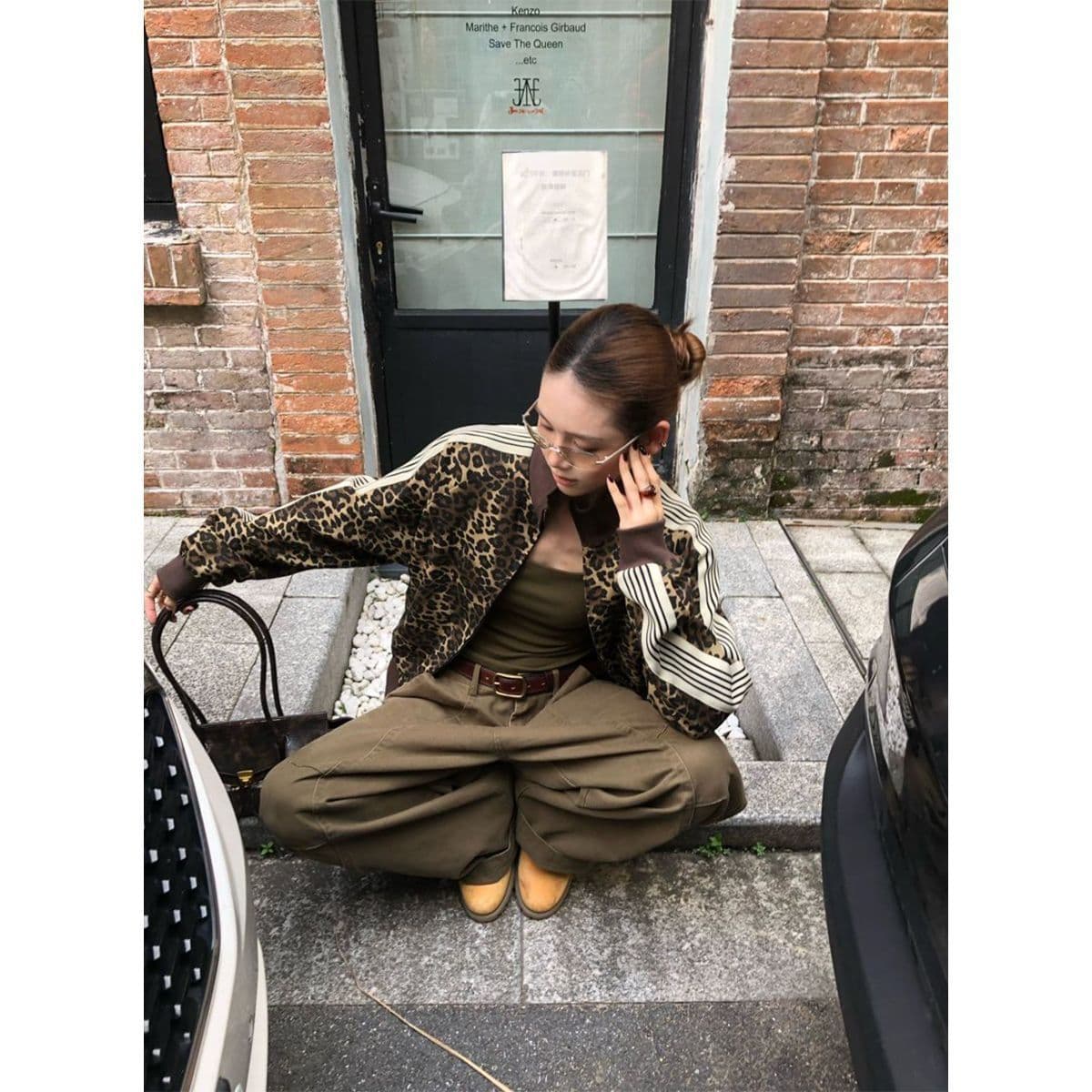 레오파드 무늬 재킷 아메리칸 레트로 쇼트 스타일 재킷 루즈핏 캐주얼 트렌디 상세 이미지 4