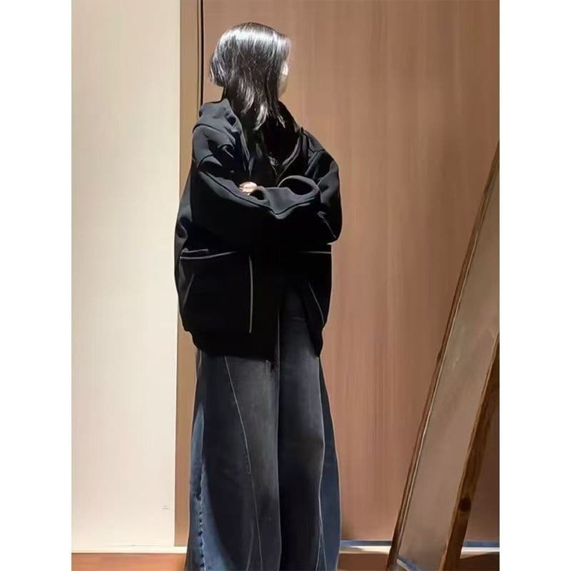얇은 스타일 털이 있는 인사이드 펌프 이후 패키지 칼라 순수한 Mianhua 면 복합 후드티 여성 이미지 3