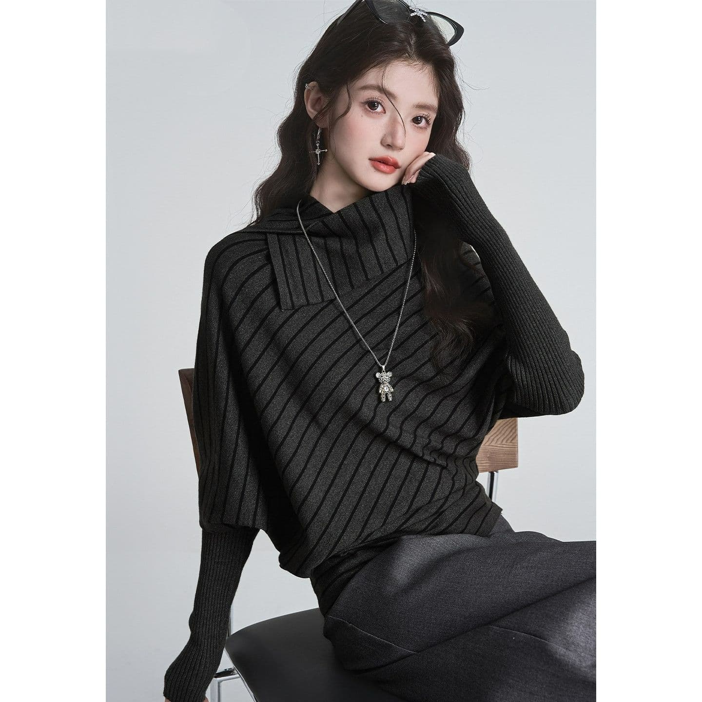 원본 품질 디자인 센스 배색 스트라이프 작은 대중 Chic 긴팔 티셔츠 여성 봄 가을 다용도 맨위 상세 이미지 10