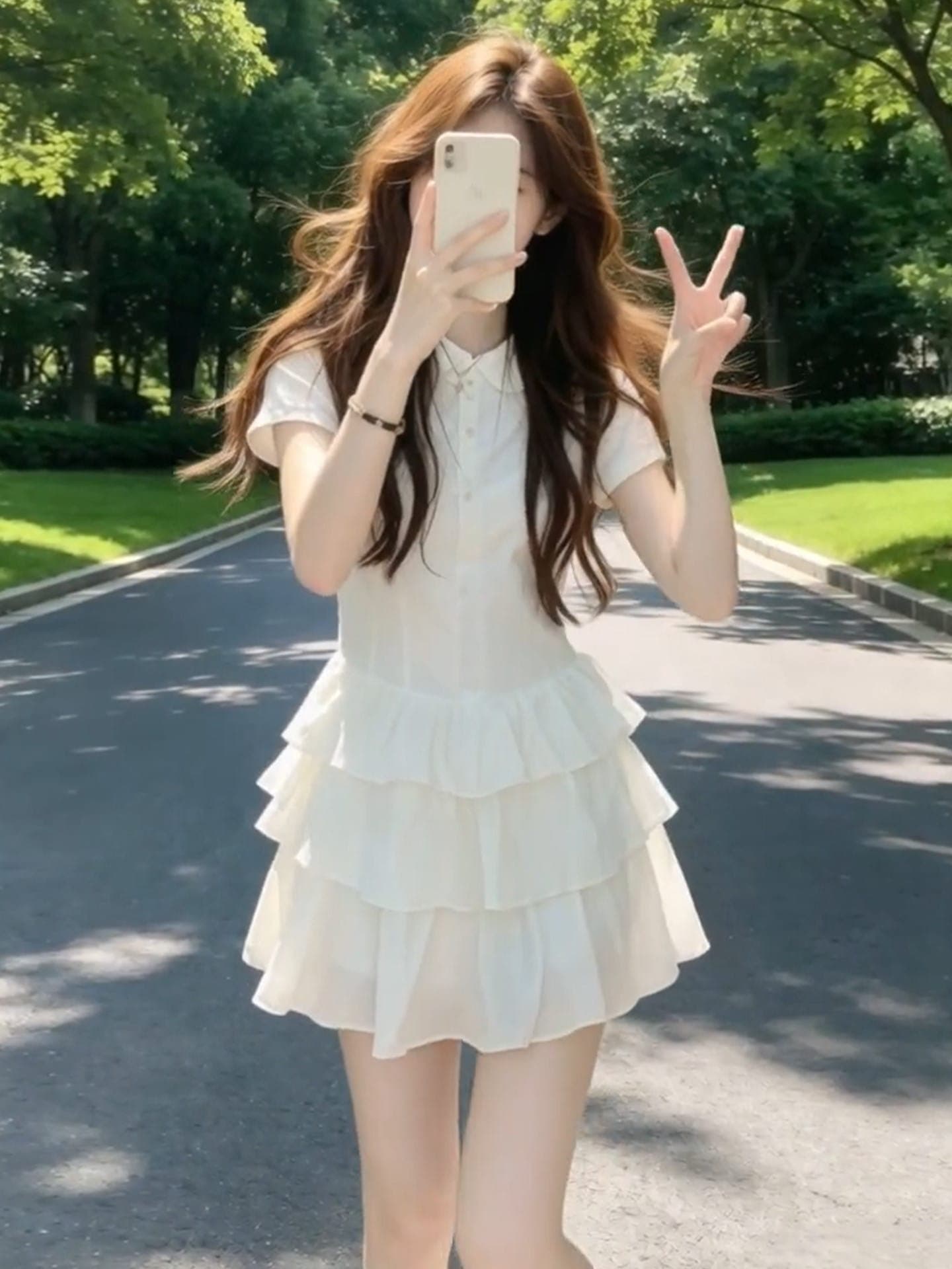 한 부서 하얀 달빛 셔츠 드레스 2026 새로운 여름 학원 스타일 품격 케이크 드레스 달콤함 베이비 칼라 미니 스커트 여성 상세 이미지 4
