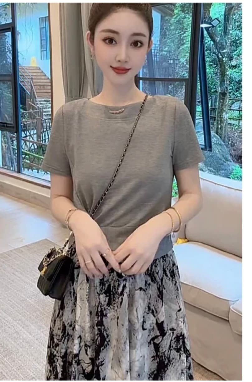둘째 머리카락 콩 엄격한 선택 여름 새로운 여성 의류 슬림해 보이는 패션 익스트림 제인 단색 티셔츠 여성 dz951 상세 이미지 9