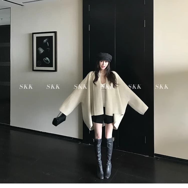 skk store Jiao 자매 yb 맞춤 row 부서 망토 코트 880g 타조 울 상 실크 양모 양면 자켓 이미지 3