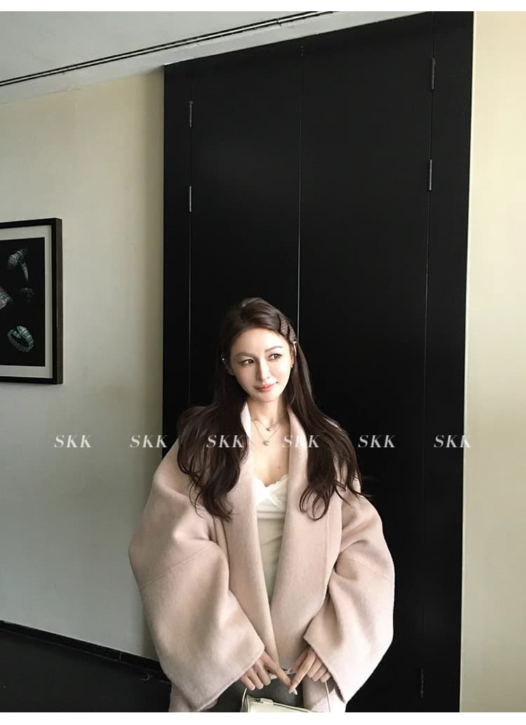 skk store Jiao 자매 yb 맞춤 row 부서 망토 코트 880g 타조 울 상 실크 양모 양면 자켓 상세 이미지 14