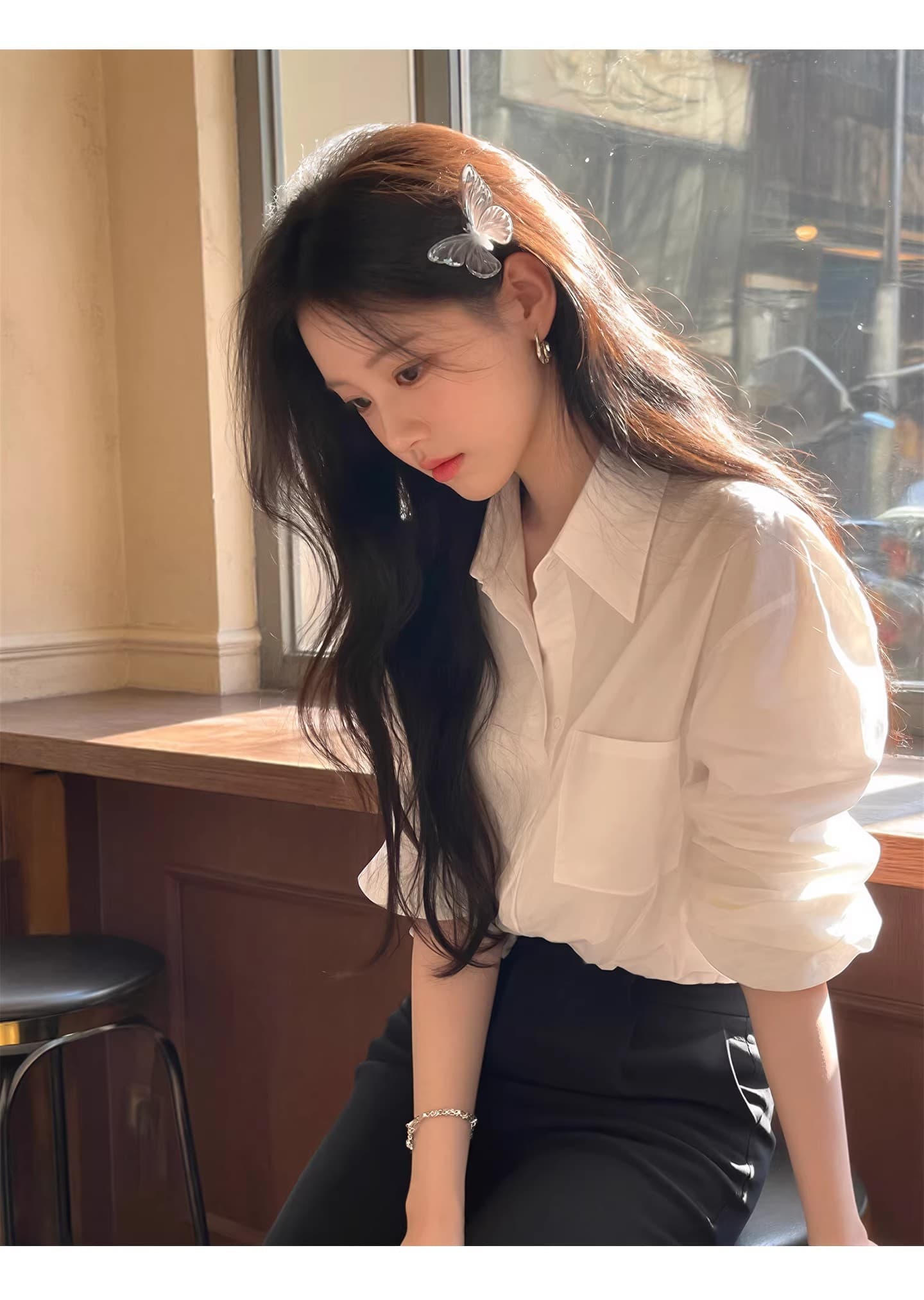 iamjamjq175 익스트림 제인 품격 폴로 칼라 흰 셔츠 2026 이른 봄 루즈핏 슬림해 보이는 맨위 상세 이미지 6