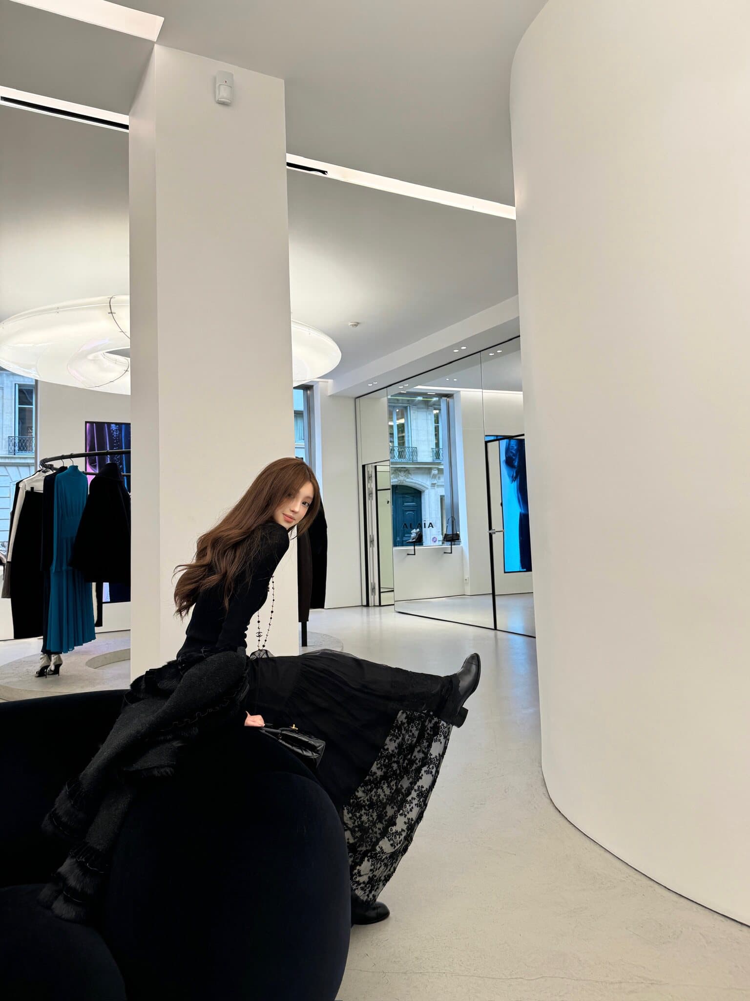 woppei 작은 대중 디자인 섹션 거즈 스커트 검정색 레이스 망사 반신 스커트 여성 도루 가을 센스 하이웨이스트 퍼프 스커트 상세 이미지 22