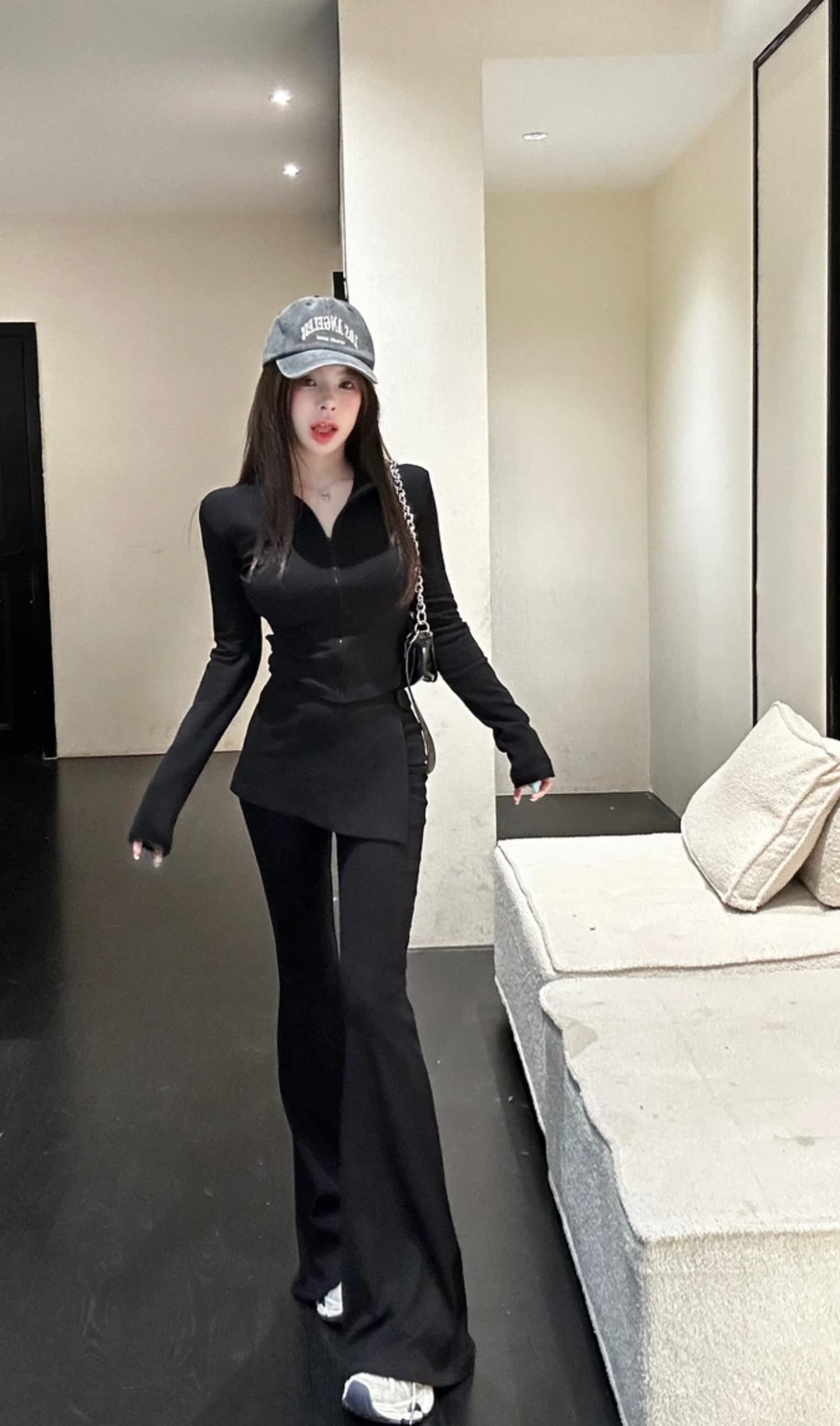 huihui 한 부서 캐주얼 바람 랩스커트팬츠 맨위 코디 부츠컷 바지 패션 세트 벨트 어깨 패드 l0508 상세 이미지 4